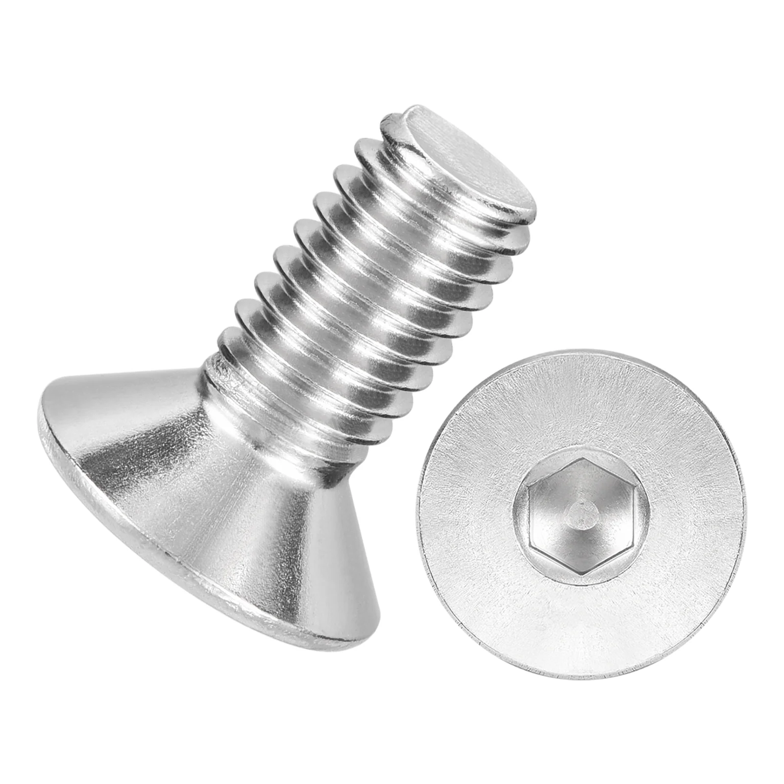40Pcs Flat Head Socket Cap Screws-[M6-1x14], 304 Stainless Bolts Silver