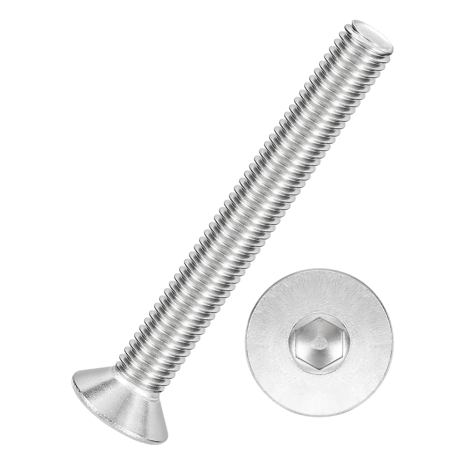 6Pcs Flat Head Socket Cap Screws - [M8 x 1.25x65mm], 304 Stainless Bolts Silver