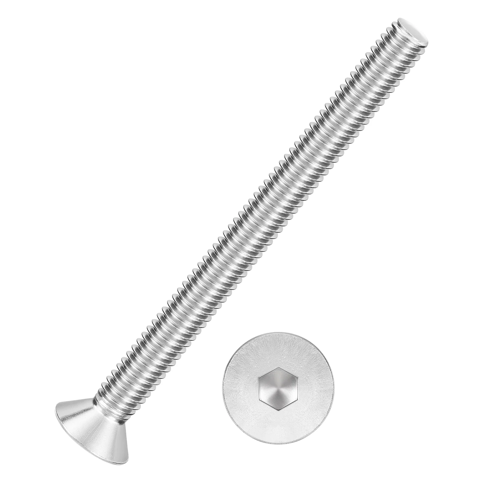 40Pcs Flat Head Socket Cap Screws-[M4-0.7x45], 304 Stainless Bolts Silver