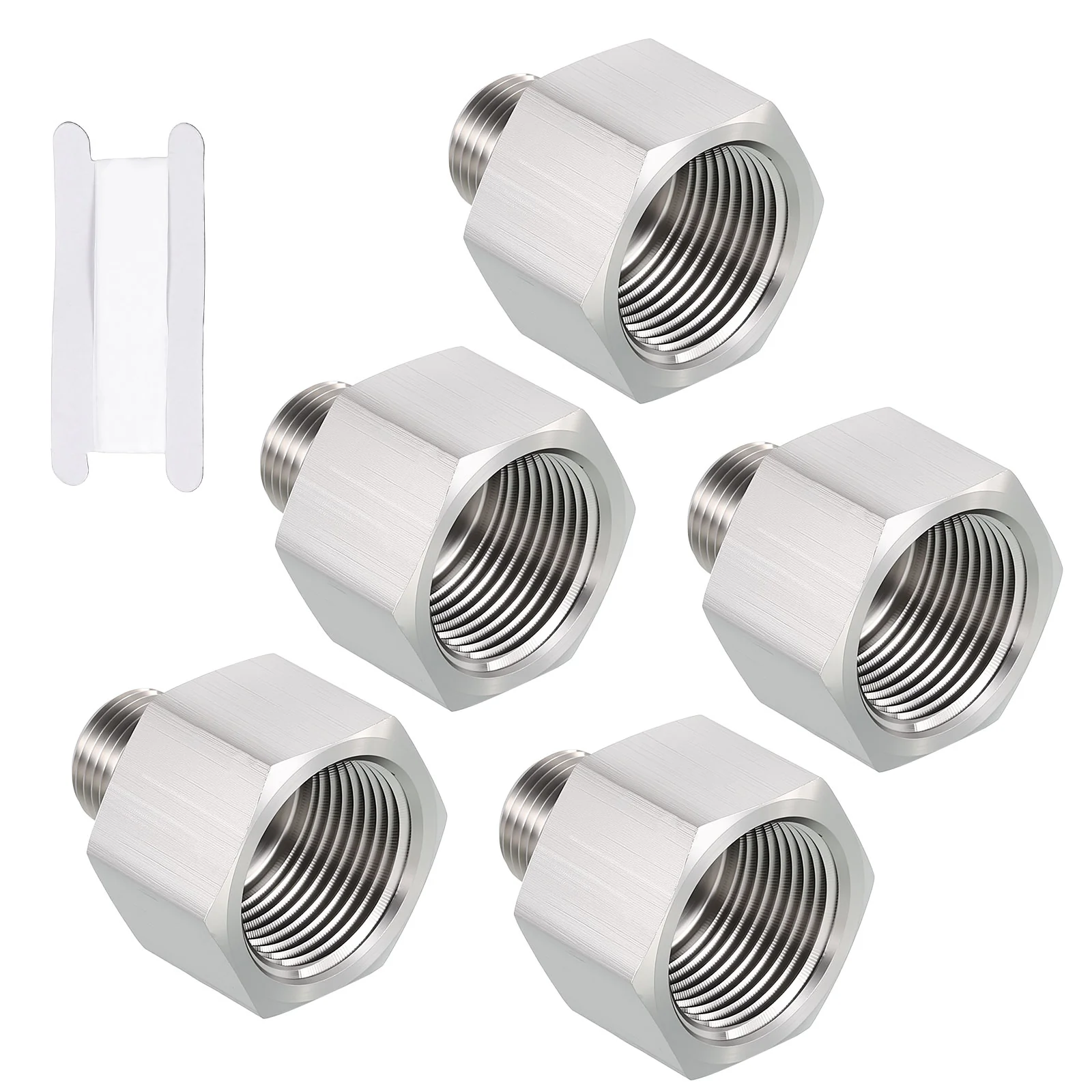 Pack of 5, 3/4" FNPT to 1/4" MNPT Stainless Steel Hose Adapter with Sealing Tape