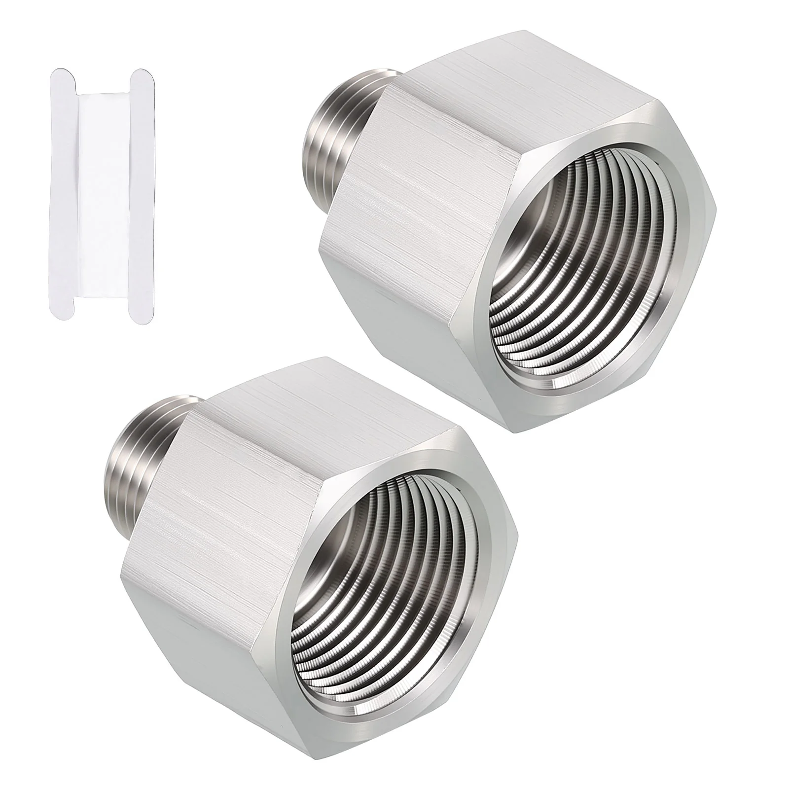 Pack of 2, 1/2" FNPT to 1/8" MNPT Stainless Steel Hose Adapter with Sealing Tape