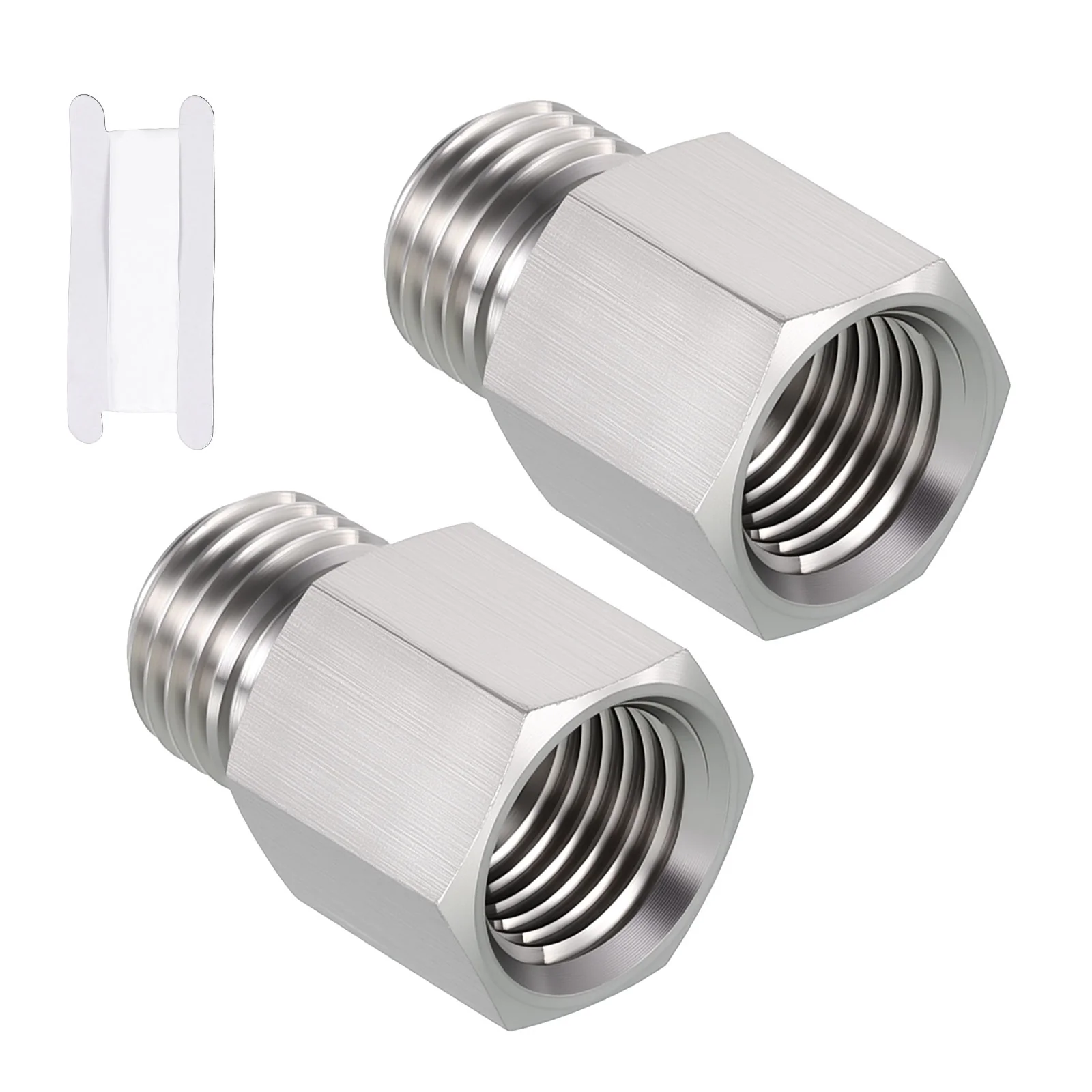 Pack of 2, 3/8" FNPT to 3/8" Male G Stainless Steel Hose Adapter W/ Sealing Tape