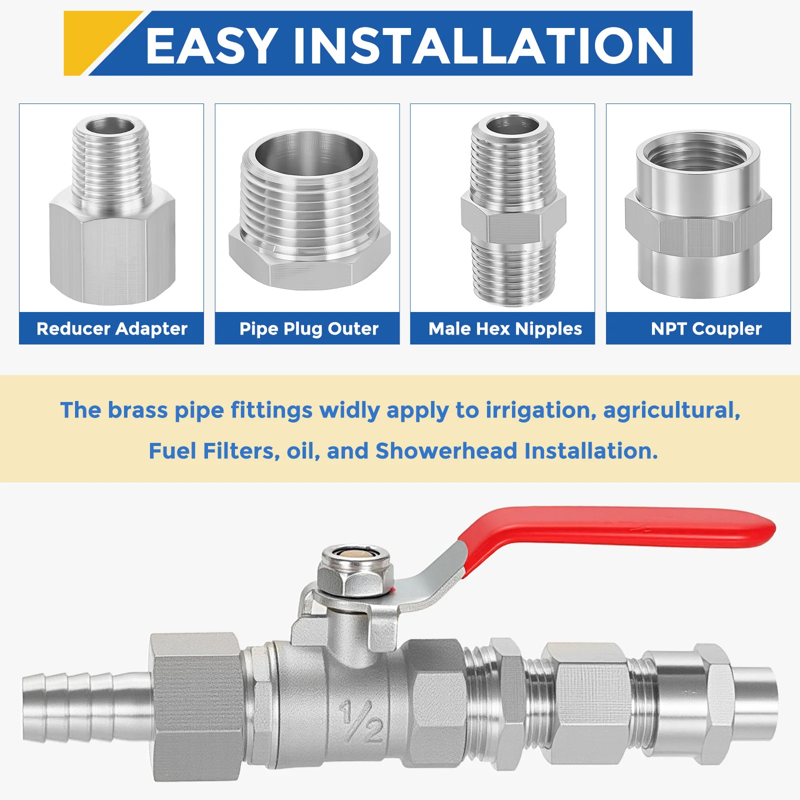 5 Pack 304 Stainless Pipe Fitting, 1/2" FNPT x 1/4" MNPT Reducer W/ Sealing Tape - Image 5
