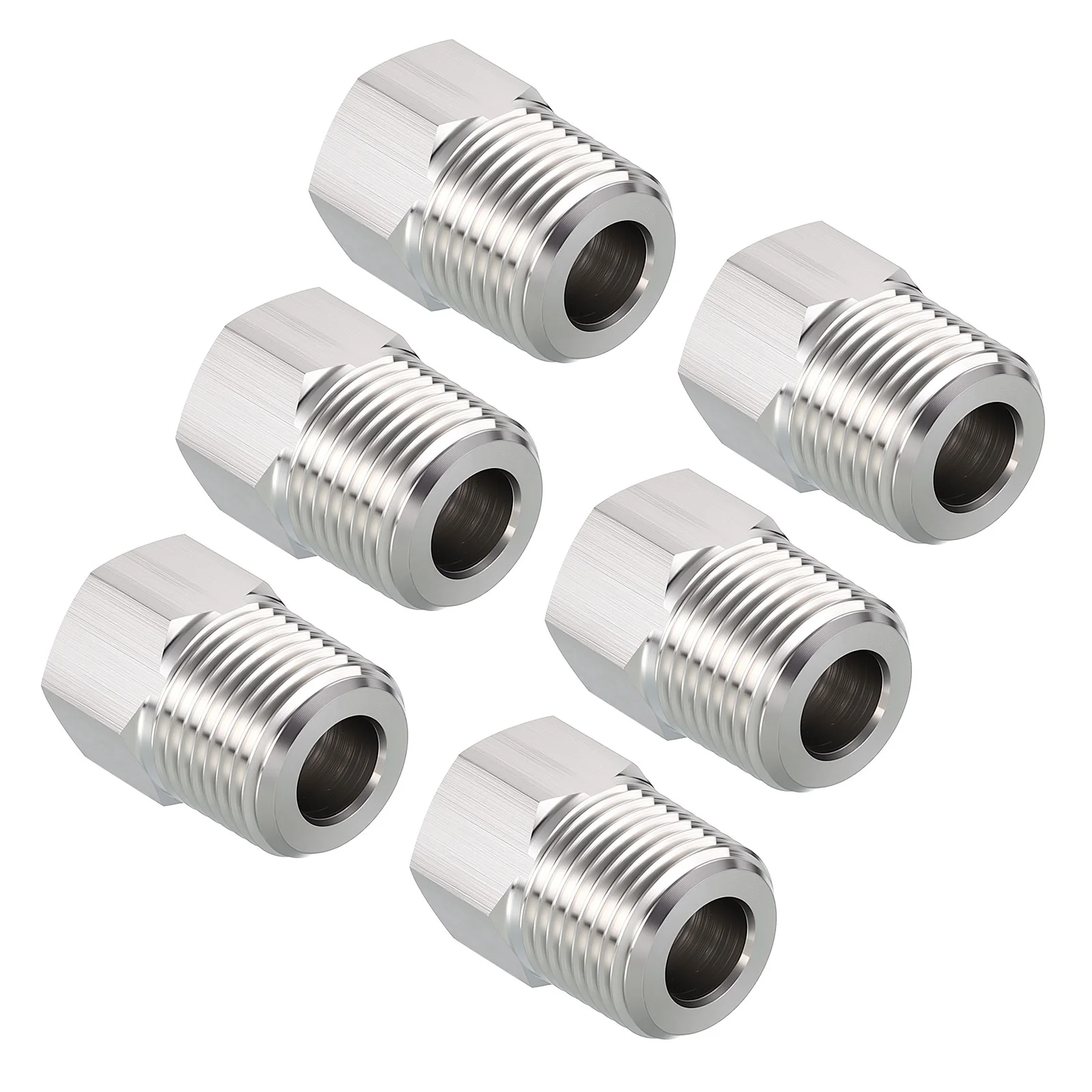 Pack of 6, 3/8" Male NPT to 1/4" FeMale NPT Stainless Steel Hose Adapter Bushing