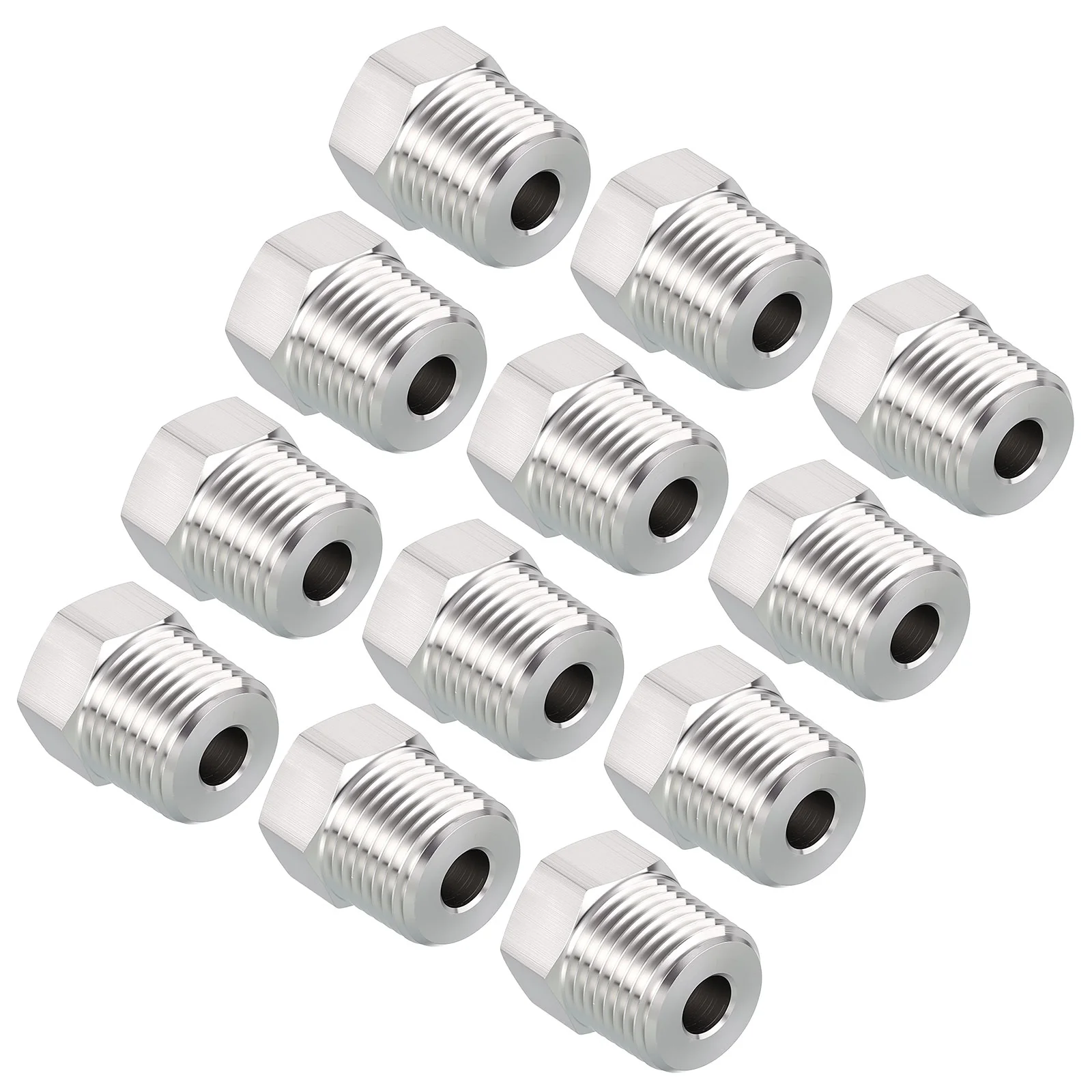 Pack of 12, 1/2" Male NPT NPT1/8" FeMale NPT Stainless Steel Hose Adapter