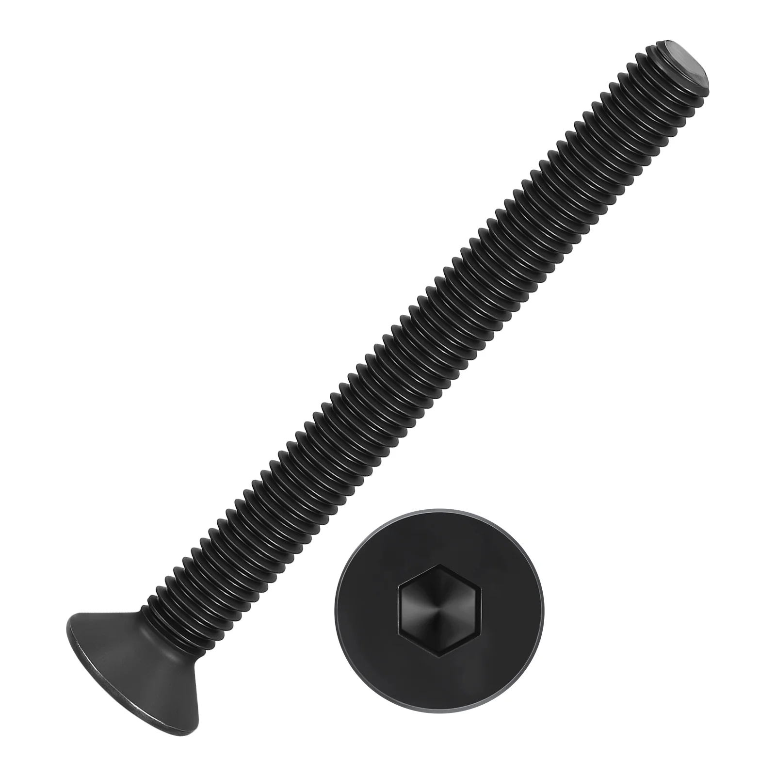 4Pcs Flat Head Socket Cap Screws-[M8-1.25x90], Carbon Steel Bolts, Black