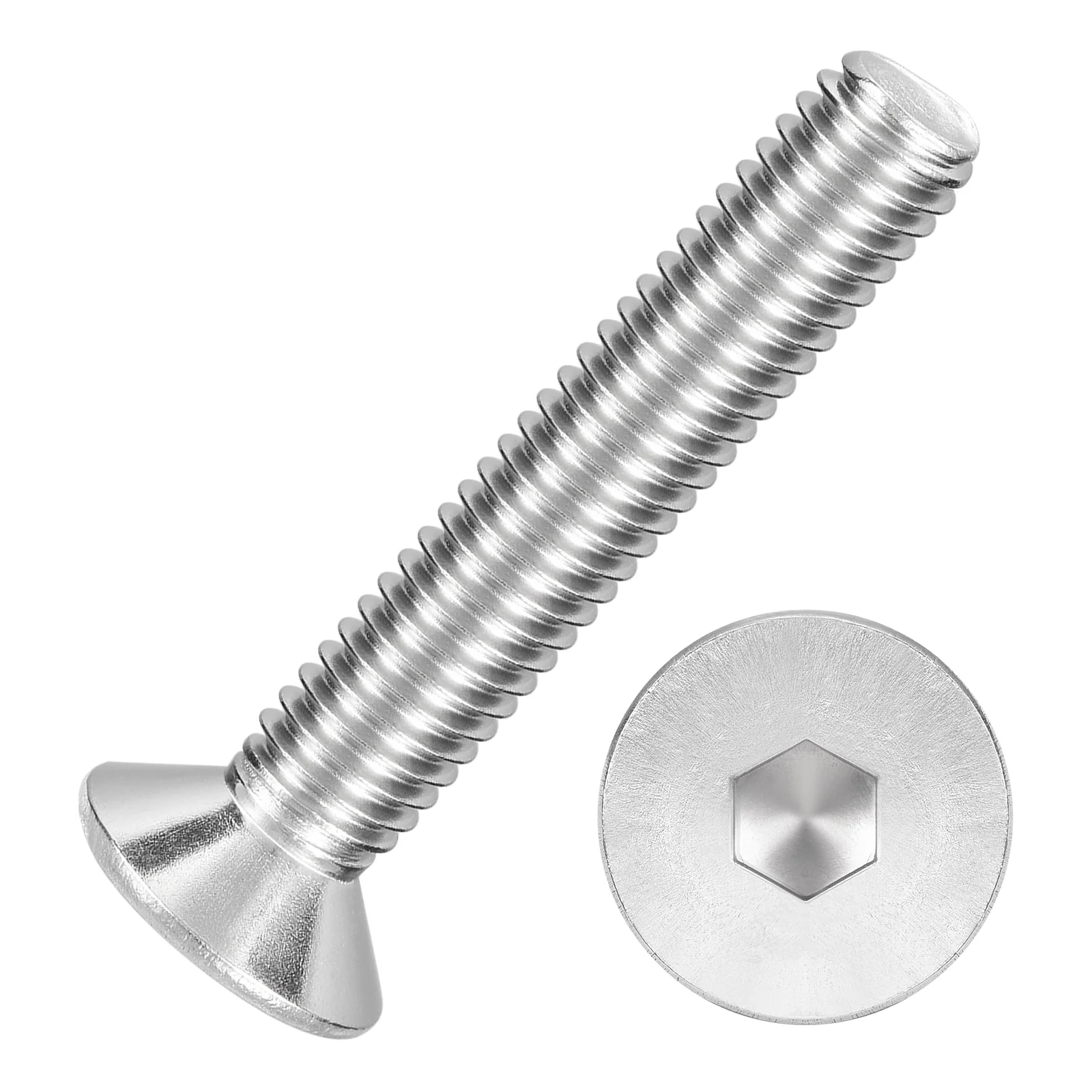 30Pcs Flat Head Socket Cap Screws-[M5-0.8x30], 304 Stainless Bolts Silver