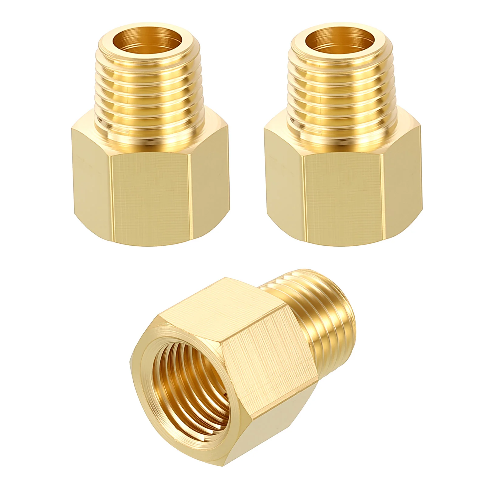 3 Pack Brass Pipe Fittings, 1/4" FeMale NPT to 1/4" Male NPT Reducer