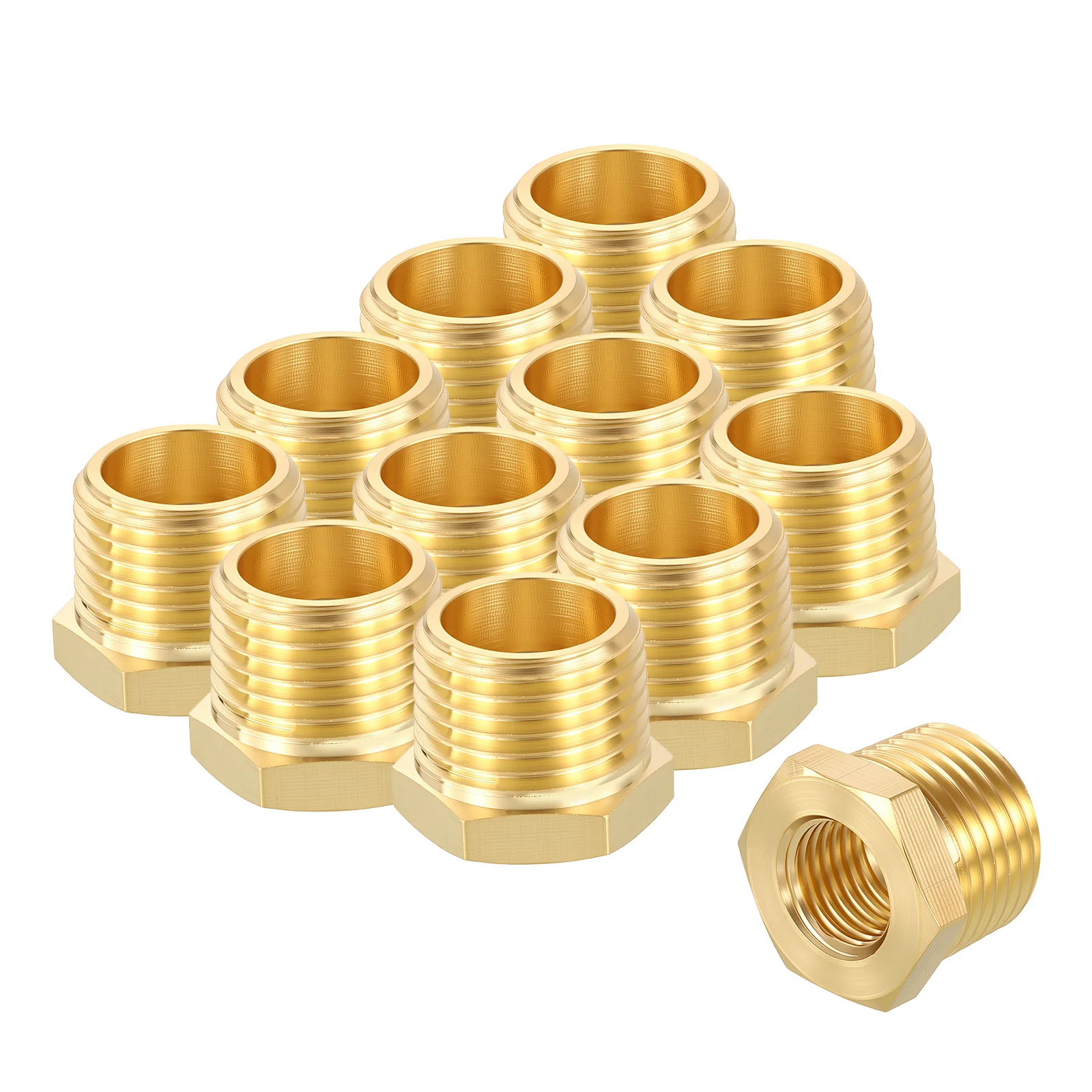 12 Pack Male to FeMale Adapters, 1/2" Male NPT x 1/4" FeMale NPT Hex Bushing