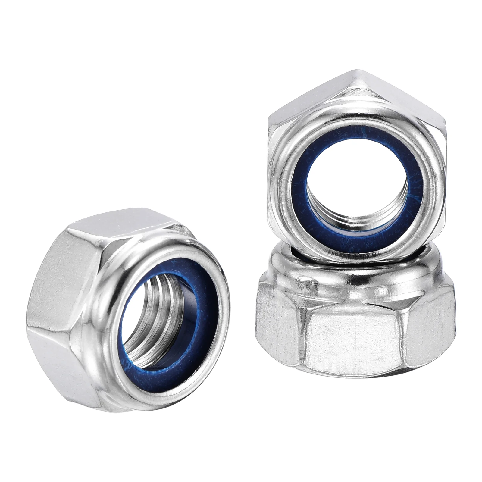 5Pcs Nylon Lock Hex Nuts - [M14 x 2mm], 316 Stainless Nuts, Silver