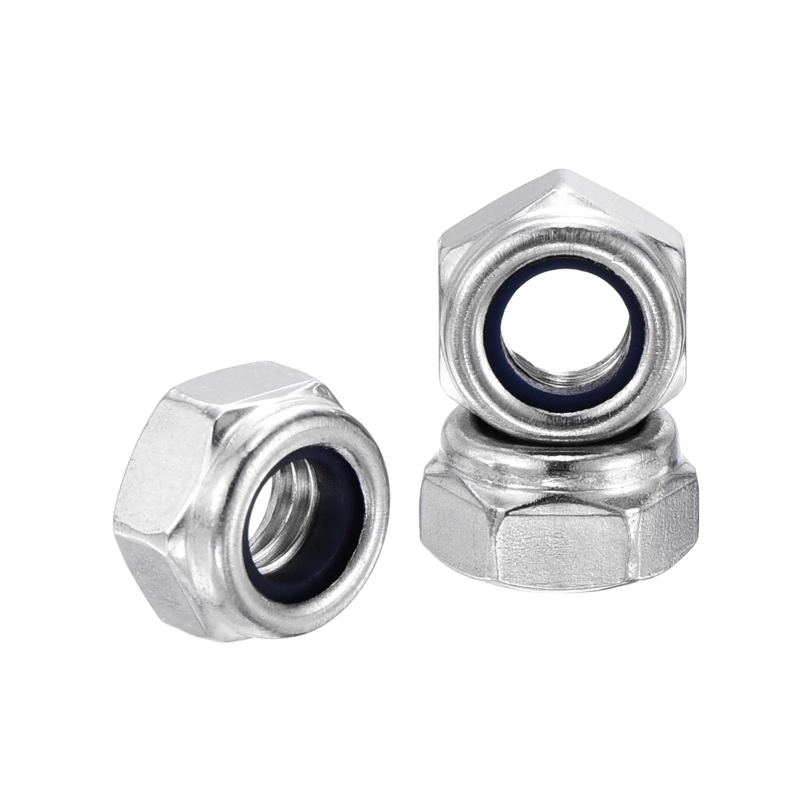 70Pcs Nylon Lock Hex Nuts - [M6 x 1mm], 316 Stainless Nuts, Silver