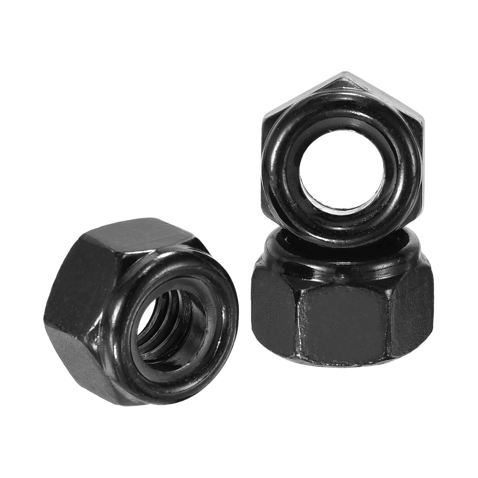 50Pcs Nylon Lock Hex Nuts - [5/16" x 18], 304 Stainless Nuts, Black