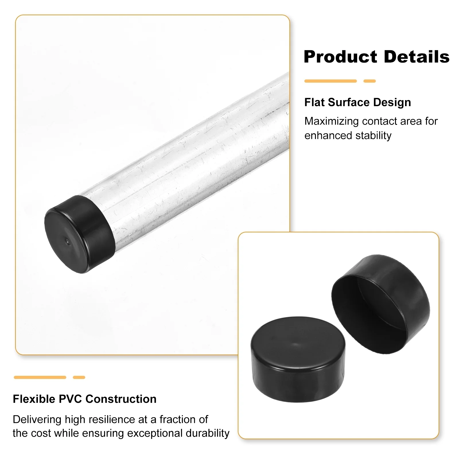 Uxcell 115mm(4 1/2") ID Rubber End Caps Pipe & Fence Post Protectors Black - Image 3
