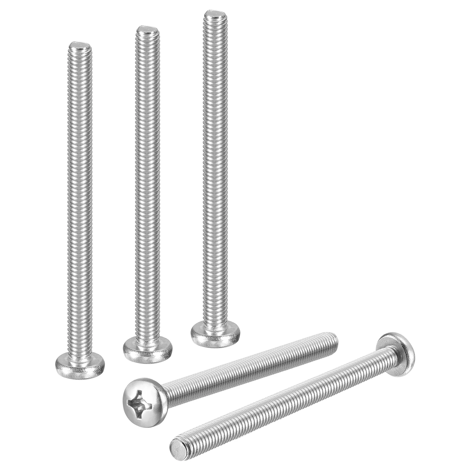 M6-1x100 Pan Head Machine Screws - 10pcs - 304 Stainless Steel -Silver