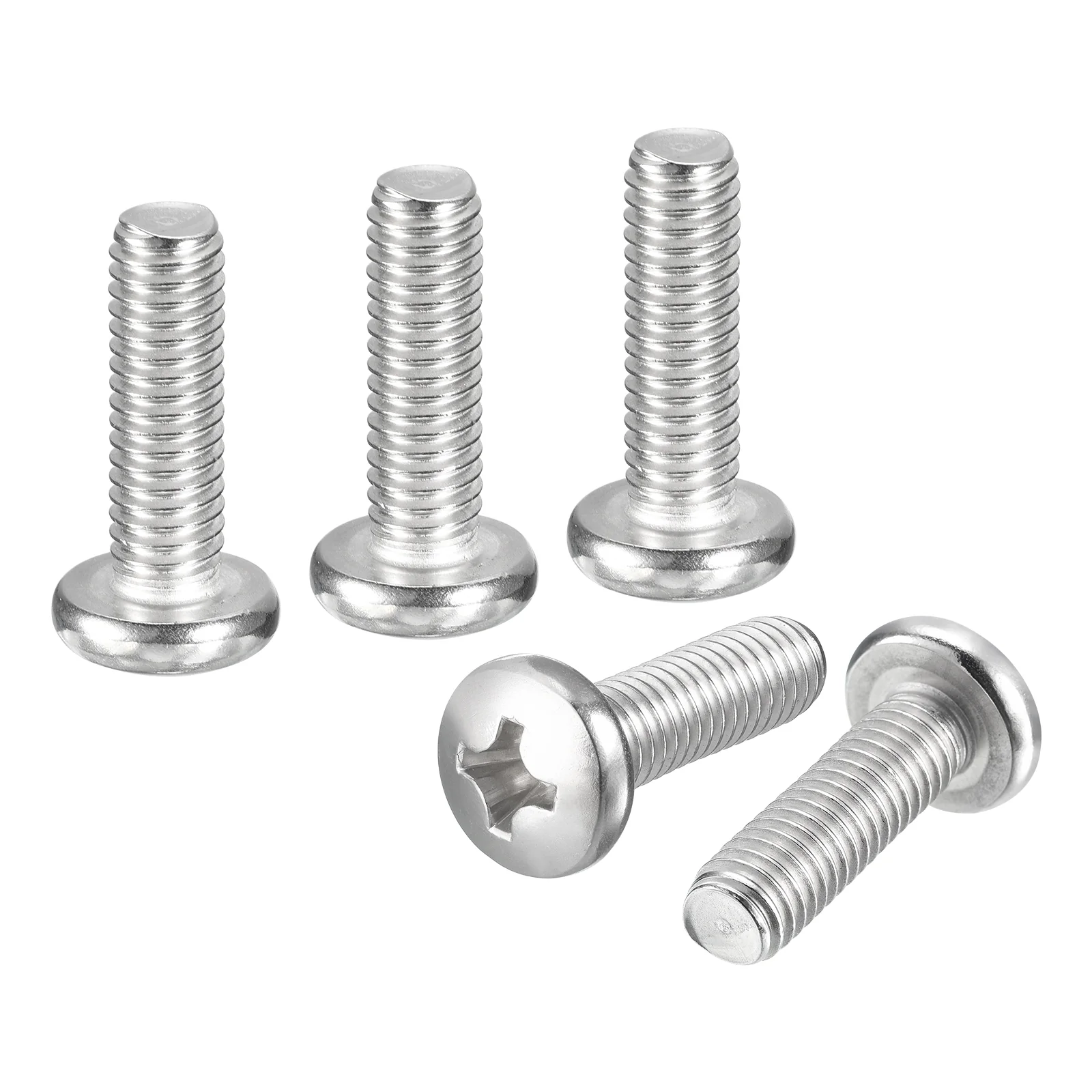 3/8"-16x1-1/4" Pan Head Machine Screws - 10pcs - 304 Stainless Steel -Silver