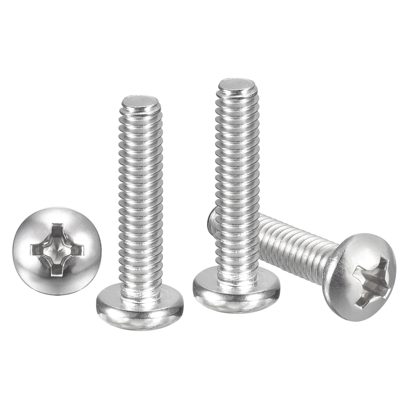 Cross Drive Pan Head Bolts #12-24x1" 25Pcs Stainless Steel for DIY, Silver