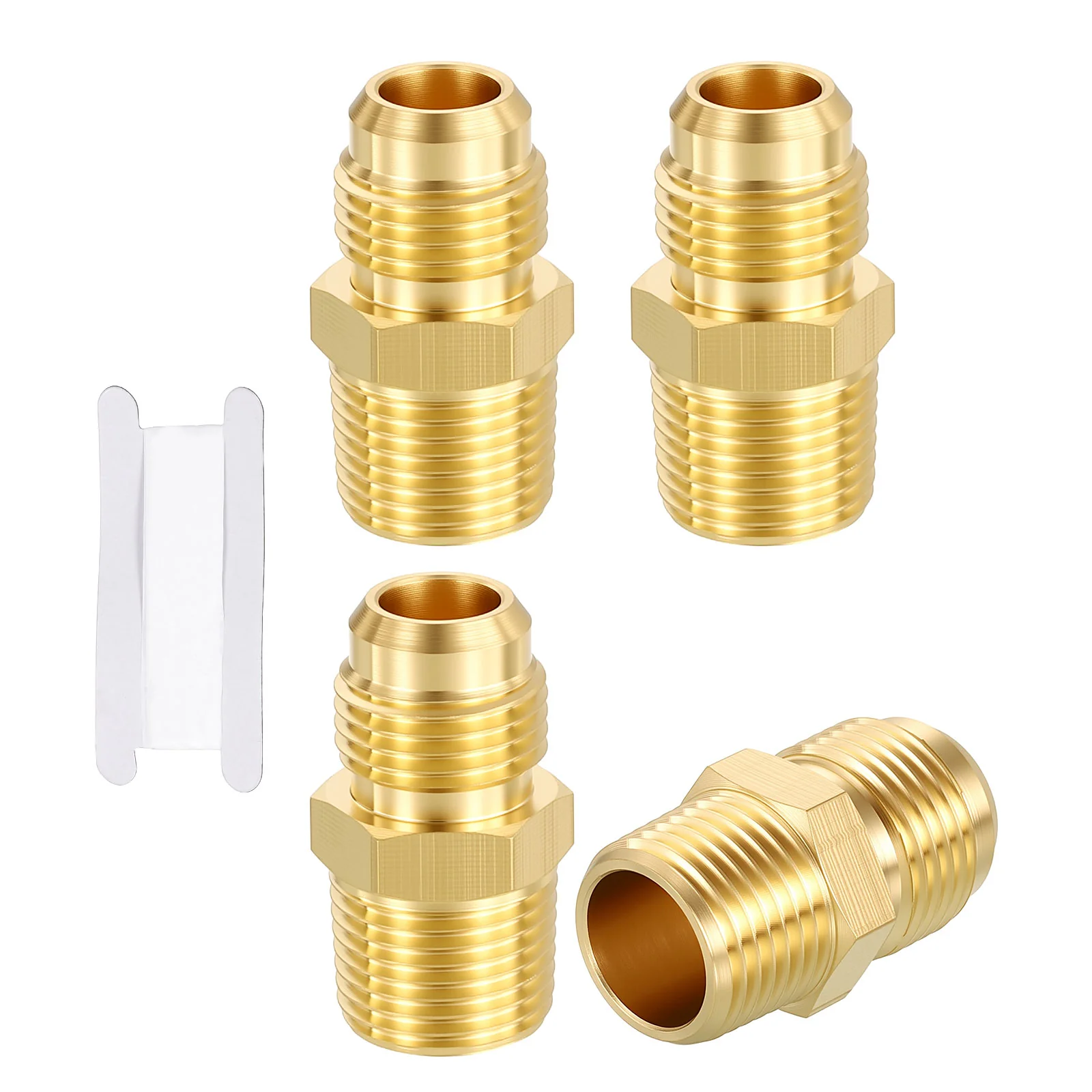 4Pack Brass Pipe Fittings,3/8" Male Flare x 1/4" Male NPT Reducer W/Sealing Tape