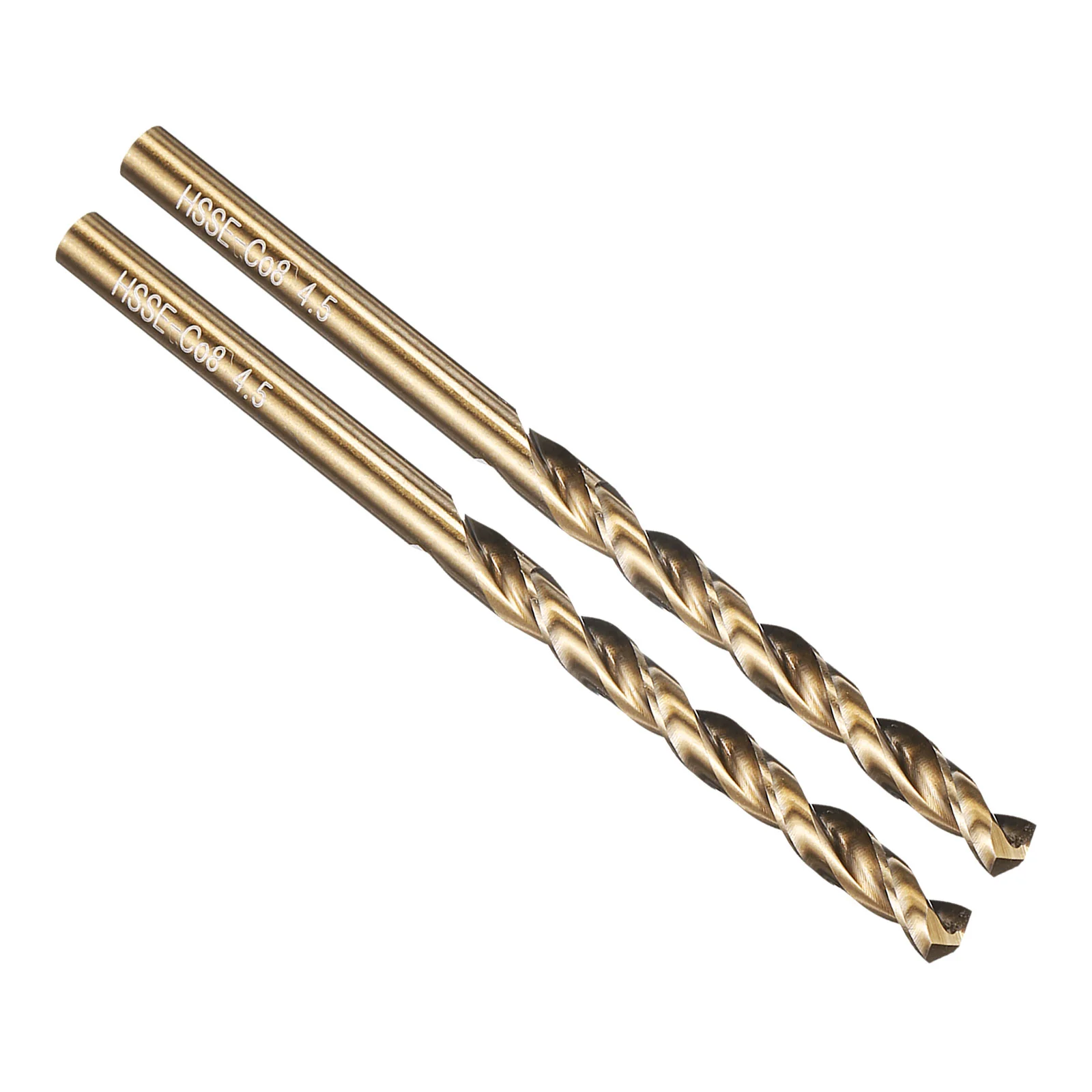 4.5mm Drill Bit M42 8% Cobalt HSS 135° Gold for Hard Metal - 2 Pack