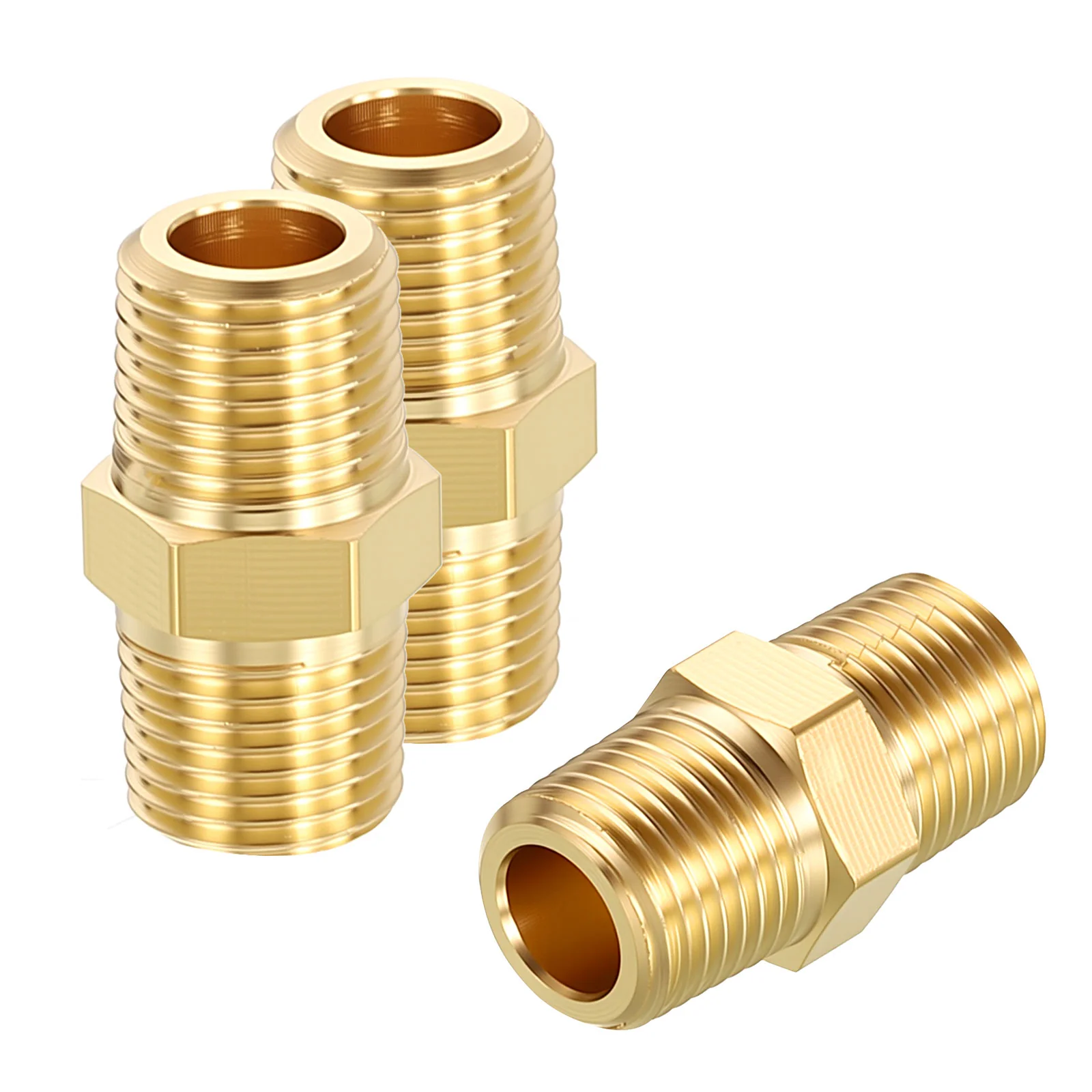 3Pieces Male to Male Adapters,1/8"Male G x1/8" Male G Hex Nipple Pipe Extension