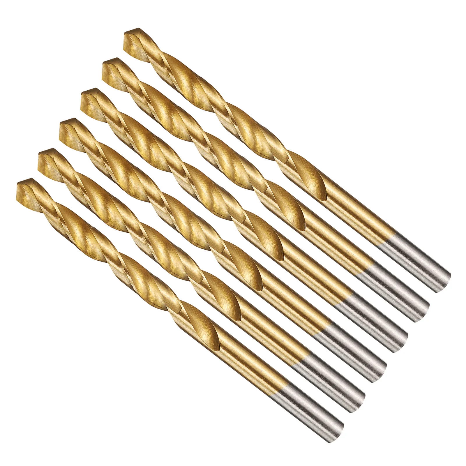 1/4" Drill Bit Straight Shank 4241 HSS TiN Coated, 6pcs