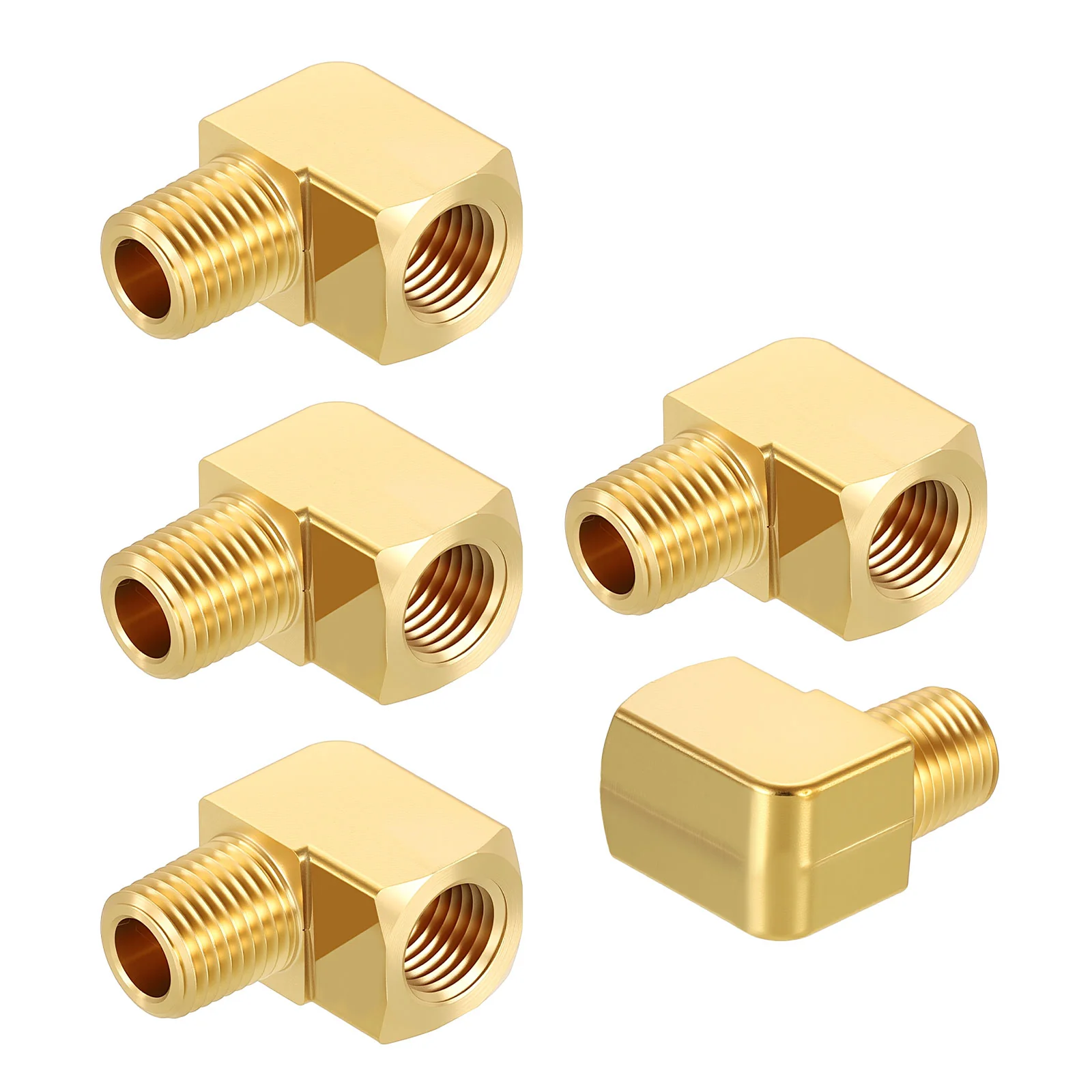 5 Pack Brass Pipe Fitting, 1/4" FeMale NPT to 1/4" Male NPT Reducer