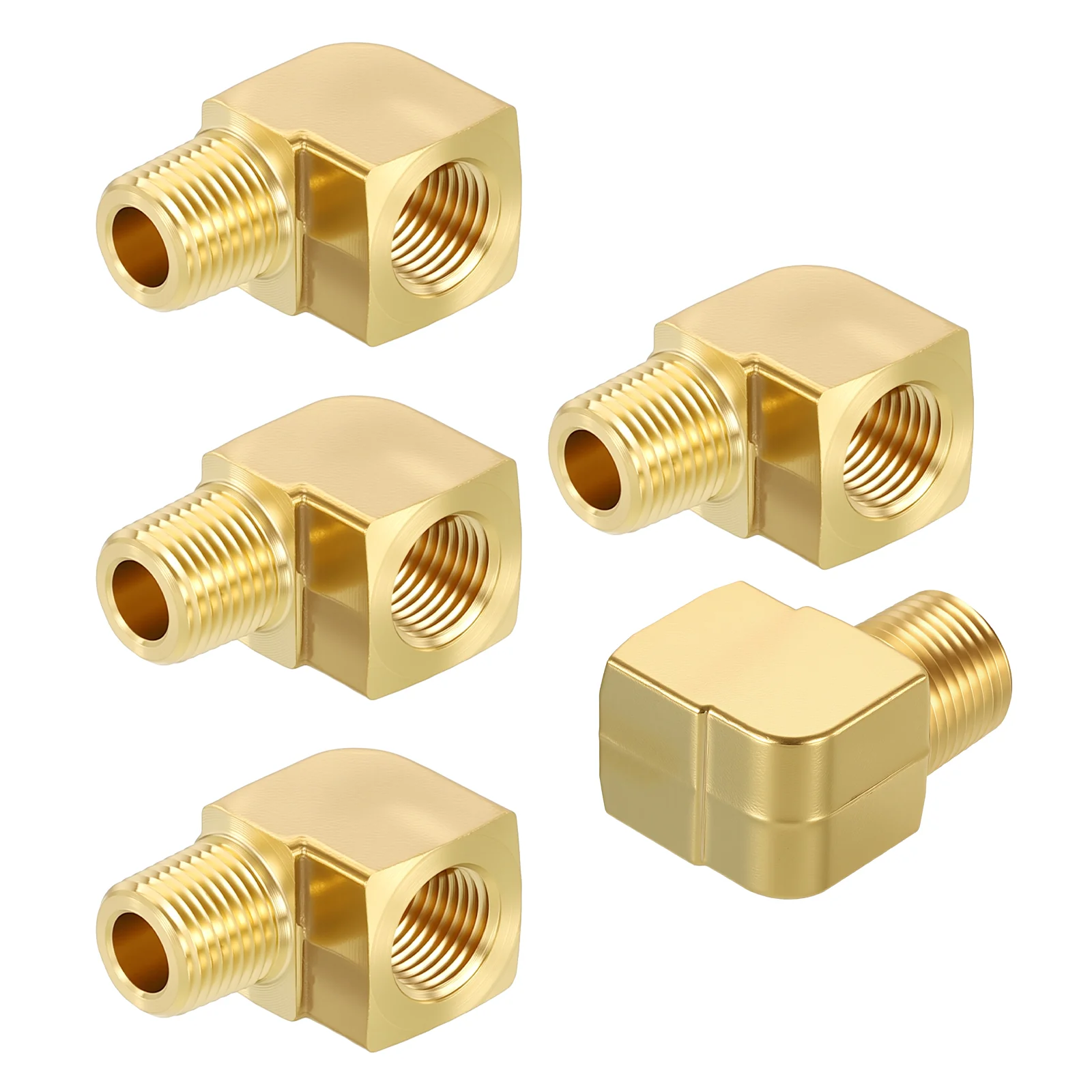 5 Pack Brass Pipe Fitting, 1/8" FeMale NPT to 1/8" Male NPT Reducer