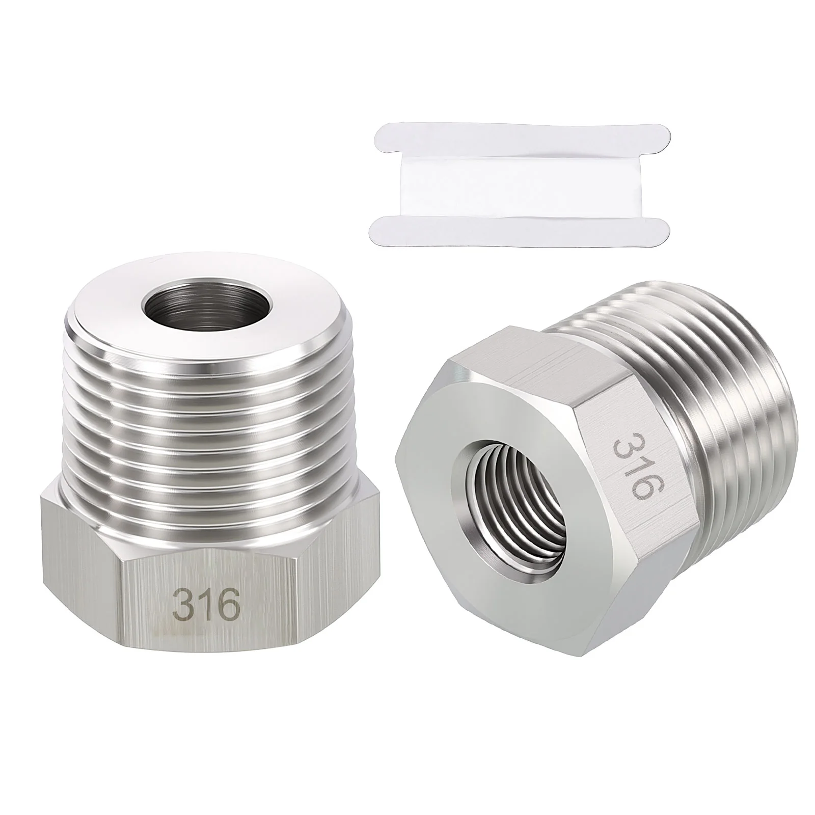 2 Pack 316 Stainless Pipe Fitting,3/4" MNPT to 1/4" FNPT Reducer W/Sealing Tape