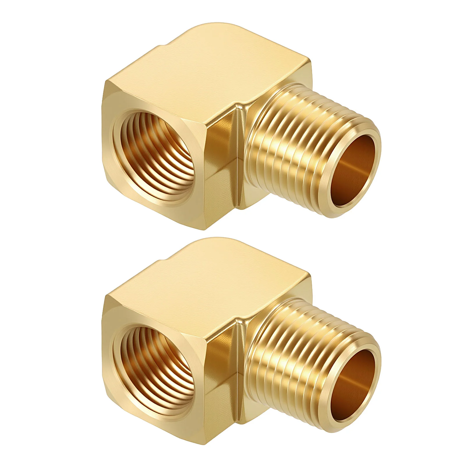 Pack of 2, 90° 3/4" FeMale NPT to 3/4" Male NPT Solid Brass Barstock Elbow