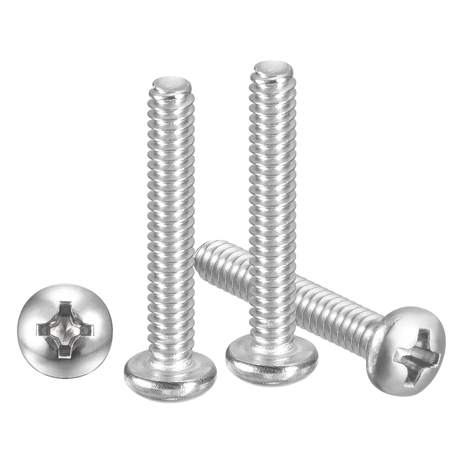 Cross Drive Pan Head Bolts #6-32x7/8" 50Pcs Stainless Steel for DIY, Silver