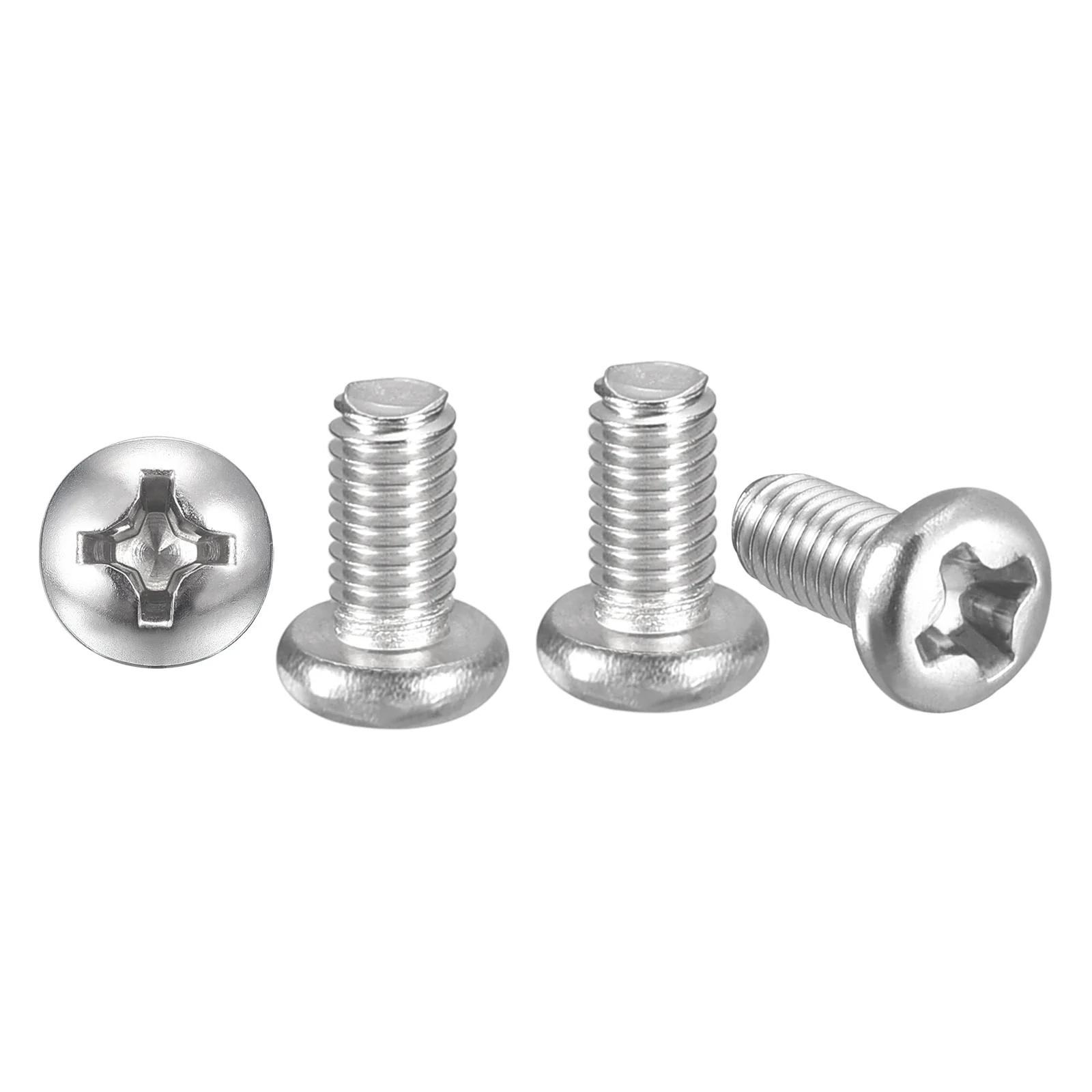 Cross Drive Pan Head Bolts M3-0.5x6 200Pcs Stainless Steel for DIY, Silver