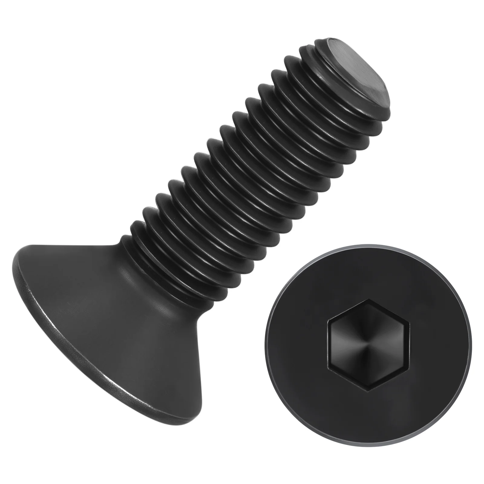 40Pcs Flat Head Socket Cap Screws-[M8-1.25 x 25], Carbon Steel Bolts Black