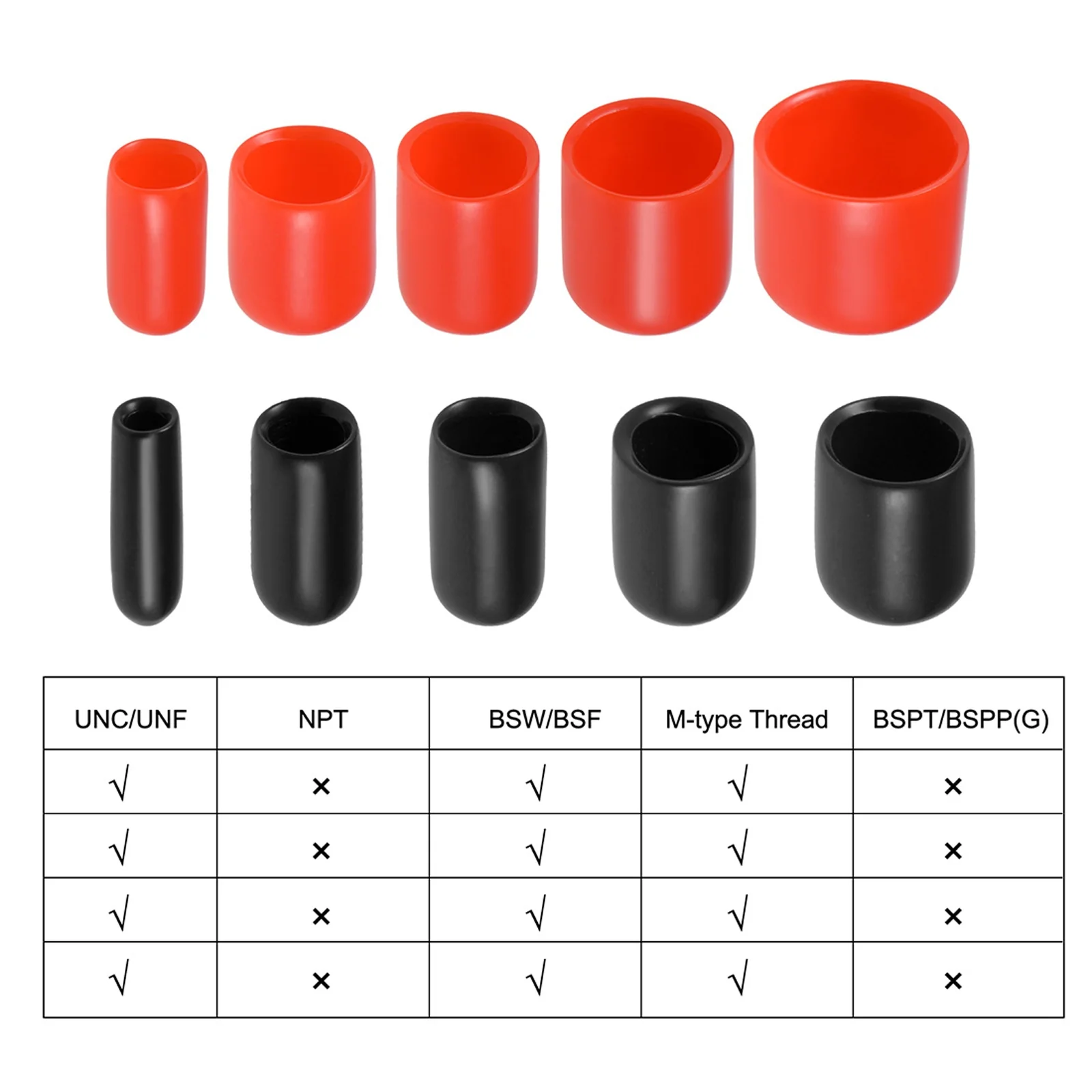 80pcs Round End Protective Caps 3mm 6mm 9.5mm 12.5mm Black - Image 6