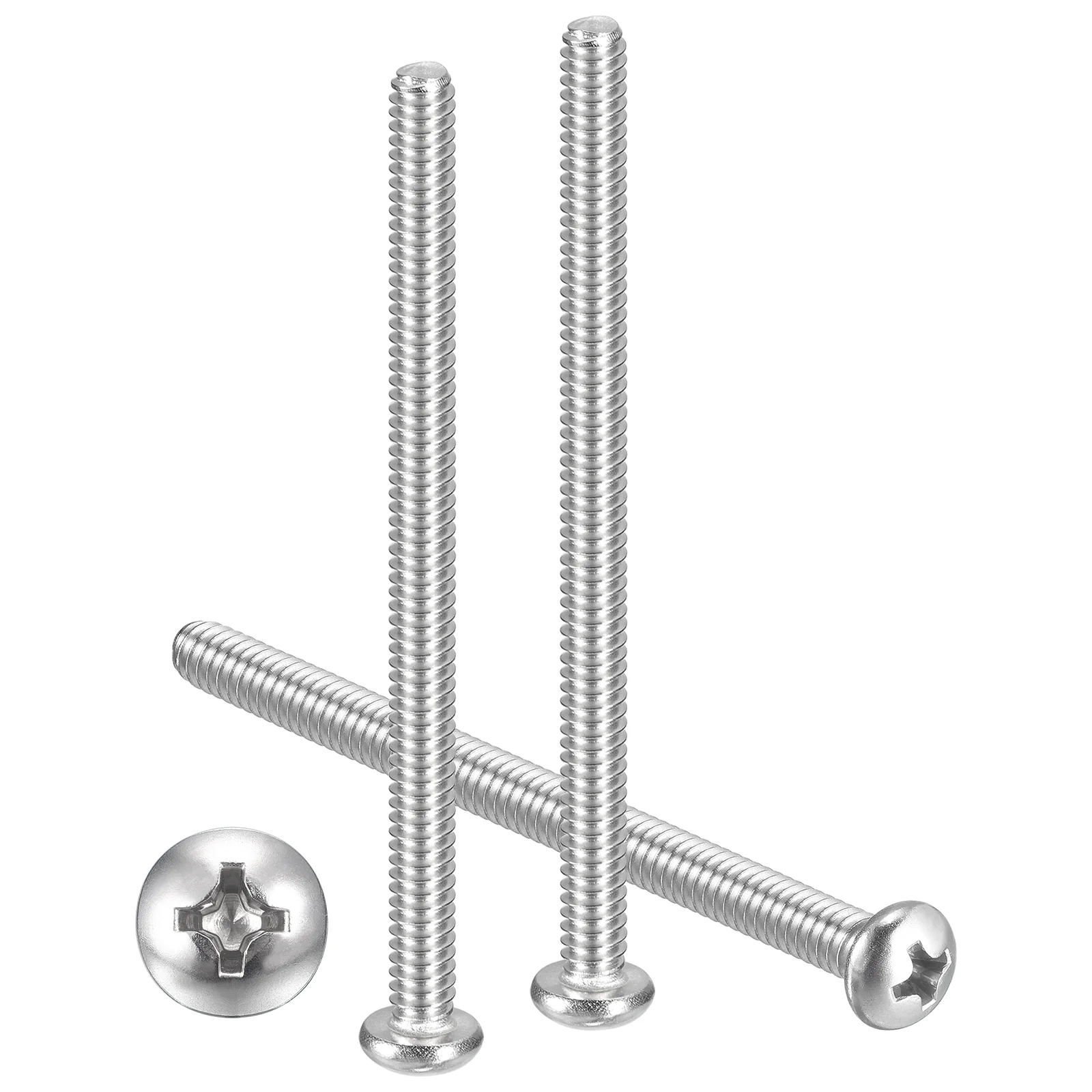 Cross Drive Pan Head Bolts #10-24x3-1/2" 25Pcs Stainless Steel for DIY, Silver