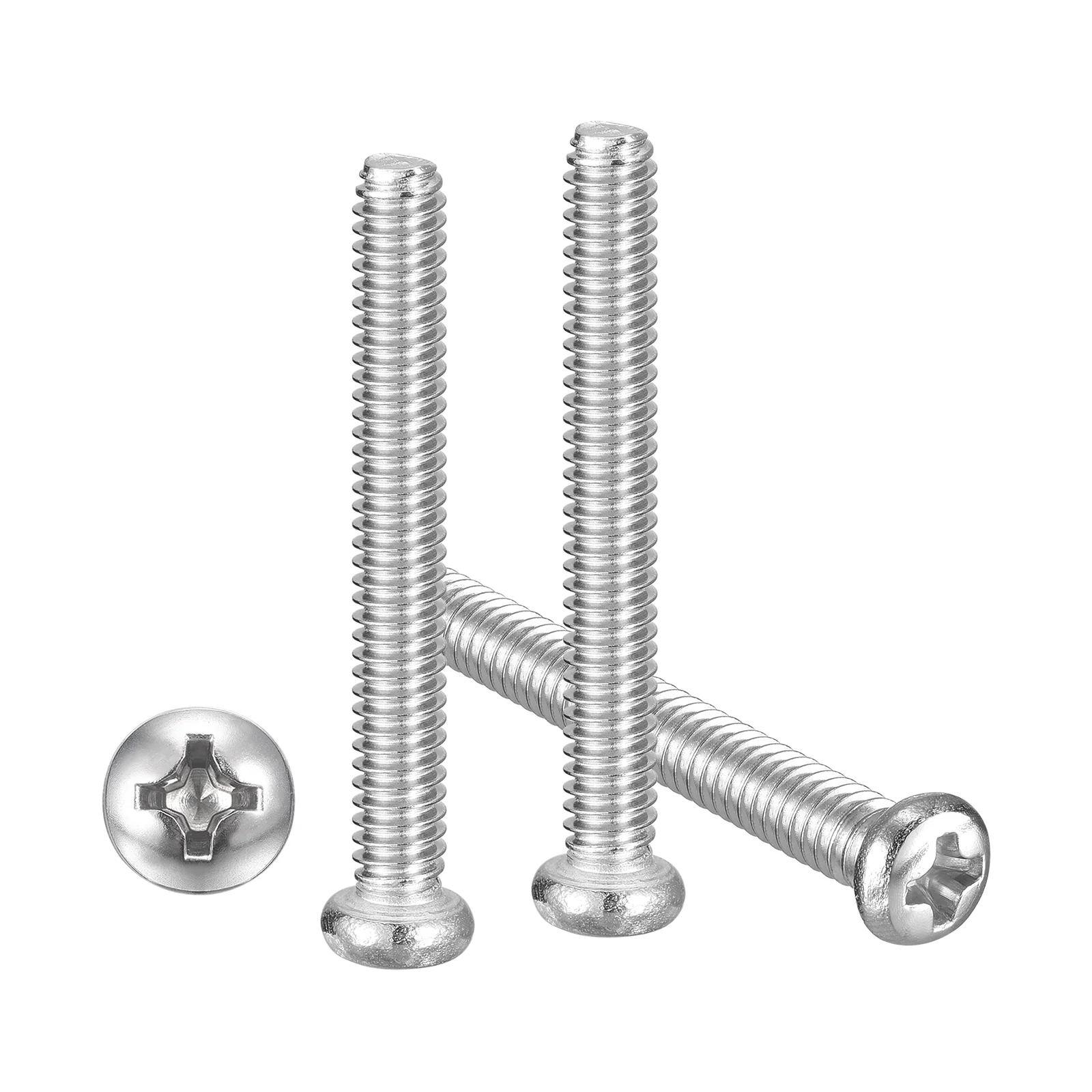 Cross Drive Pan Head Bolts 5/32"-32x1-1/4" 30Pcs Stainless Steel for DIY Silver