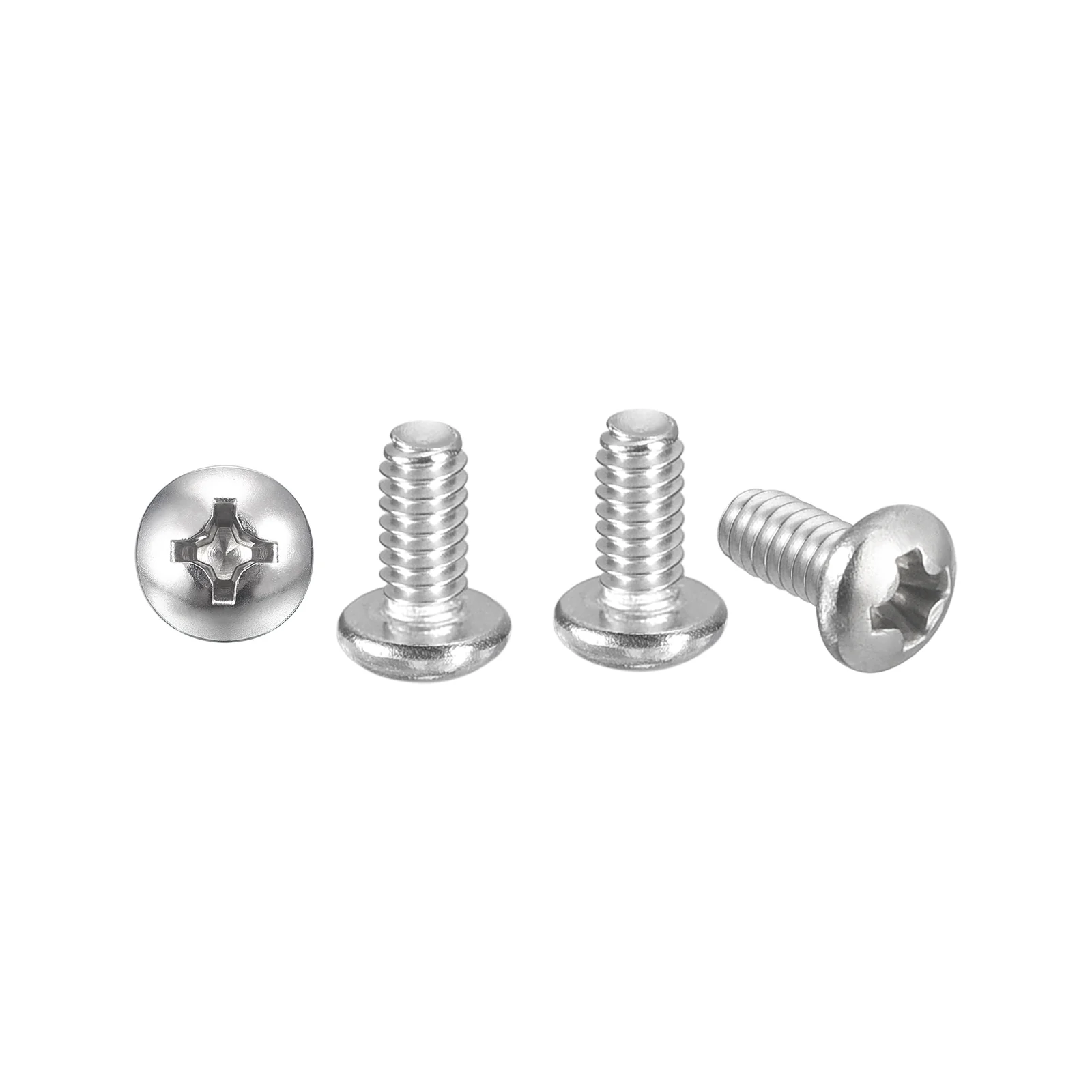 Cross Drive Pan Head Bolts #2-56x3/16" 100Pcs Stainless Steel for DIY, Silver