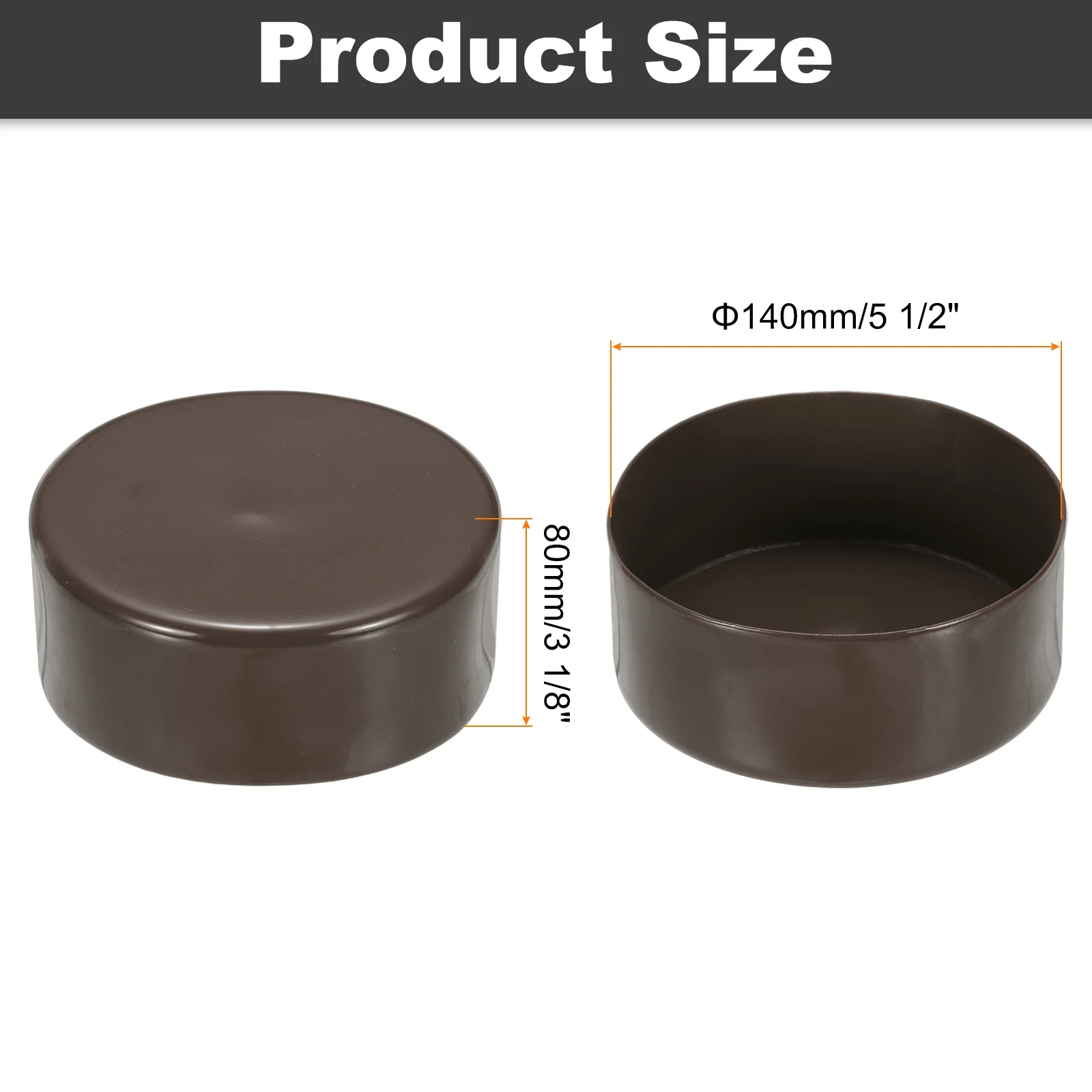 Uxcell 140mm (5 1/2") ID Rubber End Caps Pipe & Fence Post Protectors Brown - Image 2