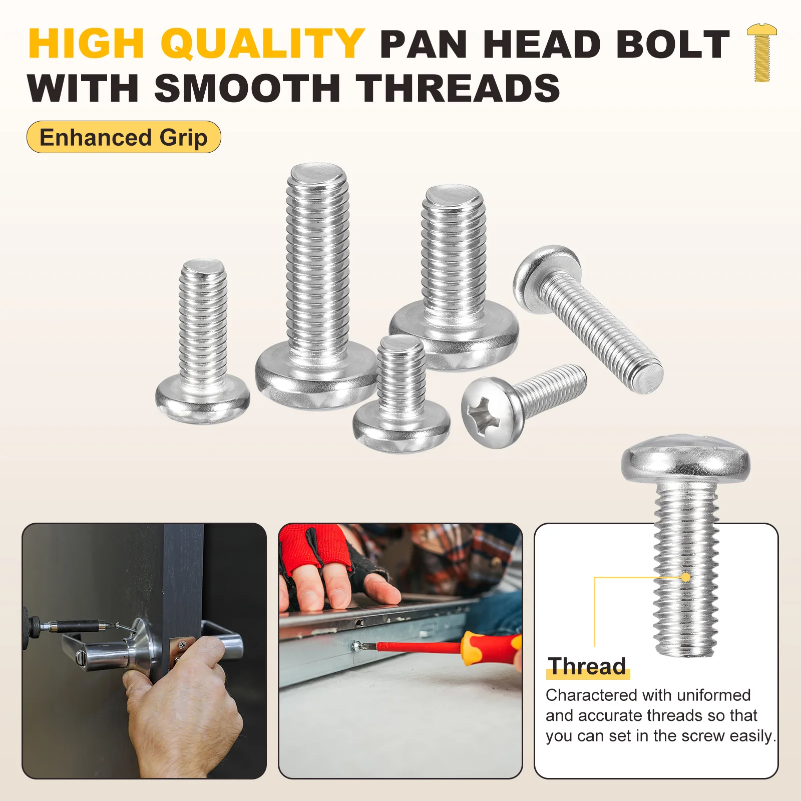 Phillips Pan Head Bolts Kit #8-32 300Pcs Stainless Steel Nut Washer - Image 5