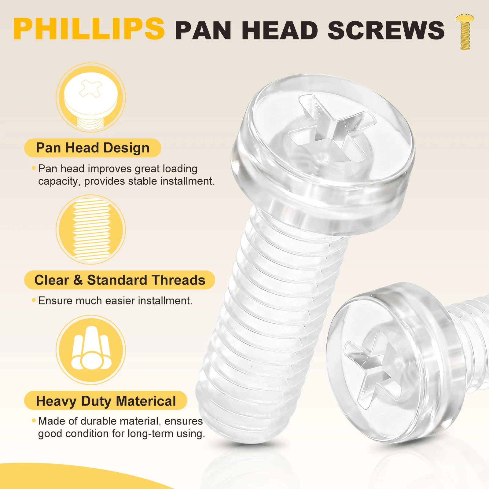 Phillips Pan Head Bolts Kit M4-0.7x14 60Pcs PC with Hex Nut for Door Window - Image 3
