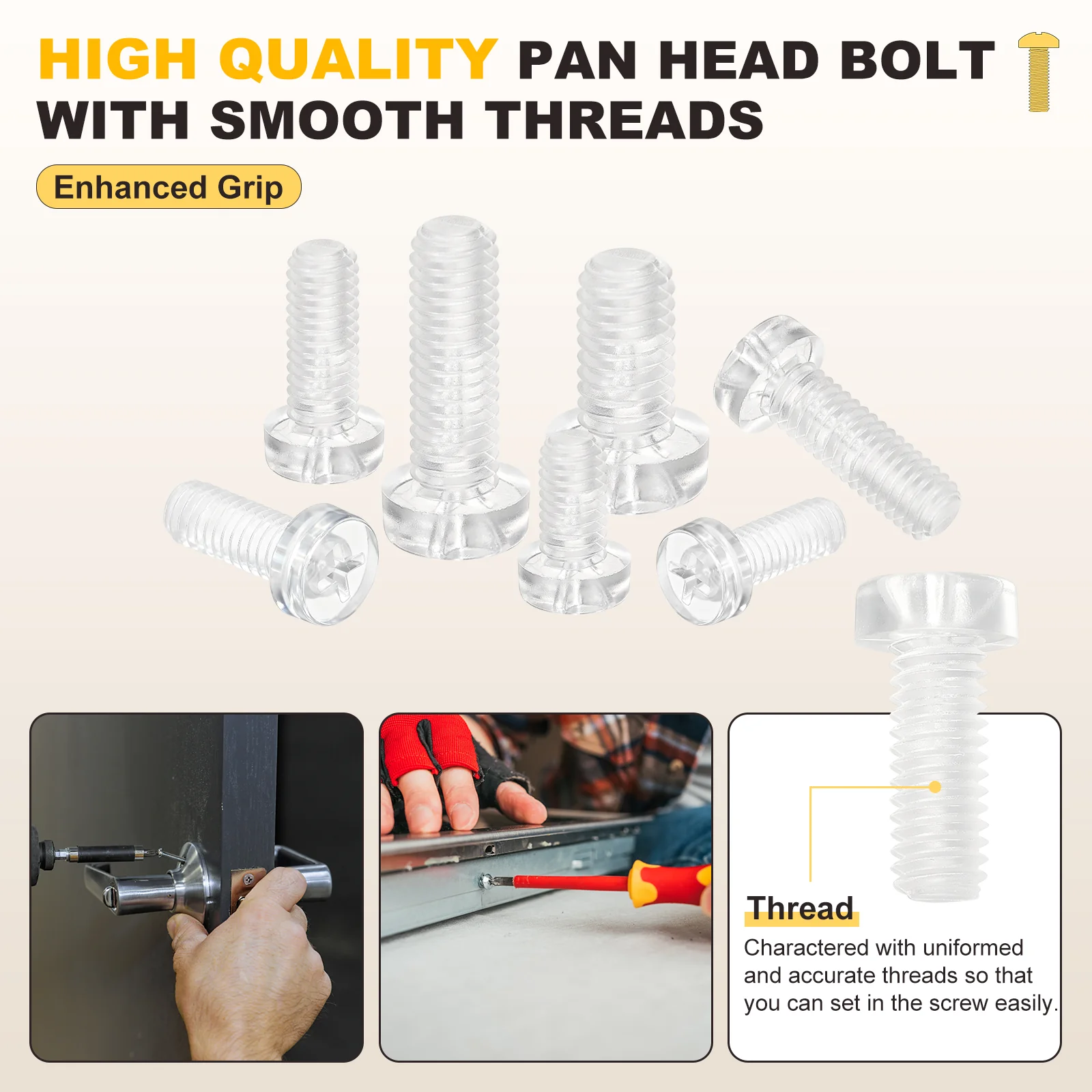 Phillips Pan Head Bolts Kit M5-0.8x15 100Pcs PC with Hex Nut for Door Window - Image 5