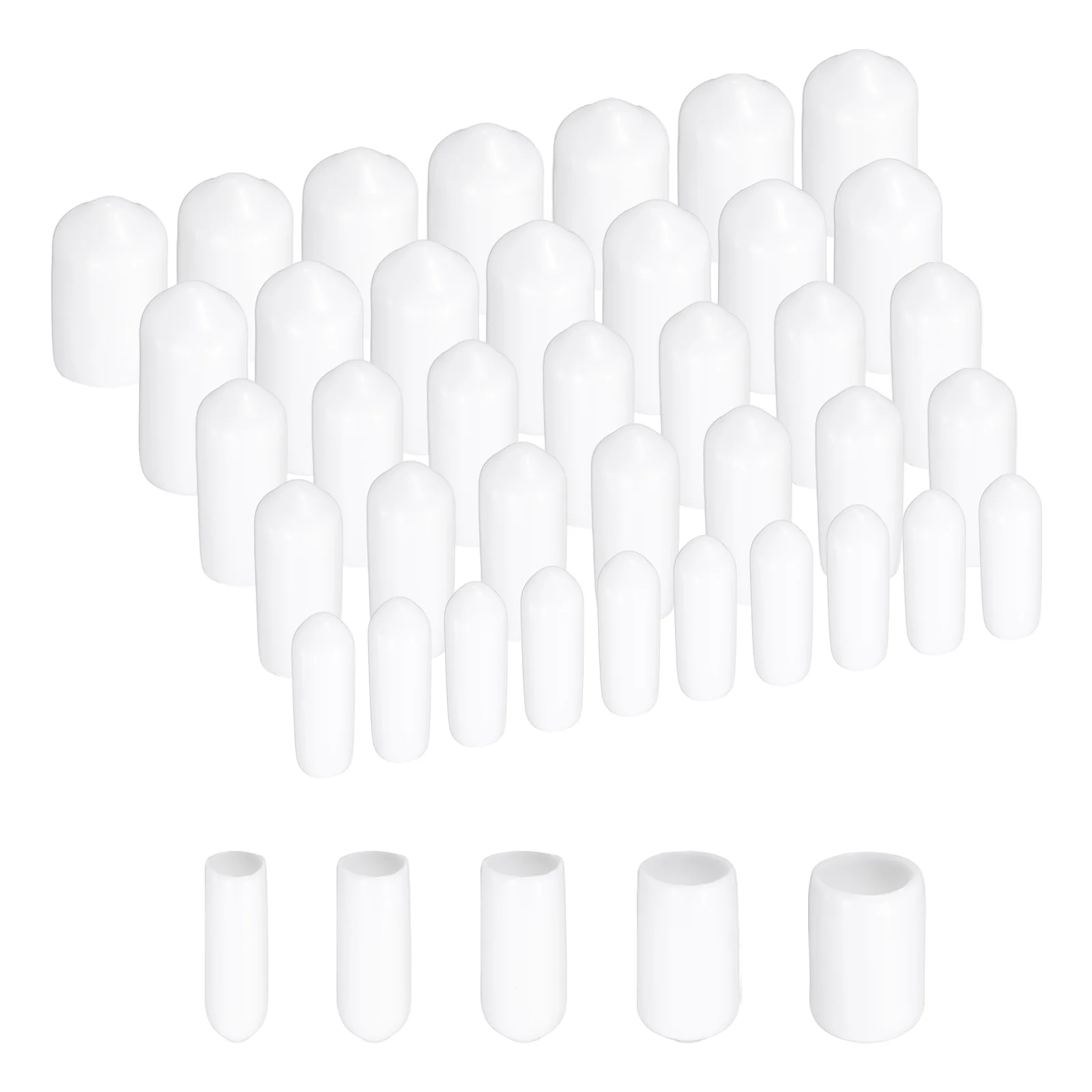 Uxcell 50pcs Rubber End Caps Protective Caps 2mm 4mm 6mm 8mm 10mm White
