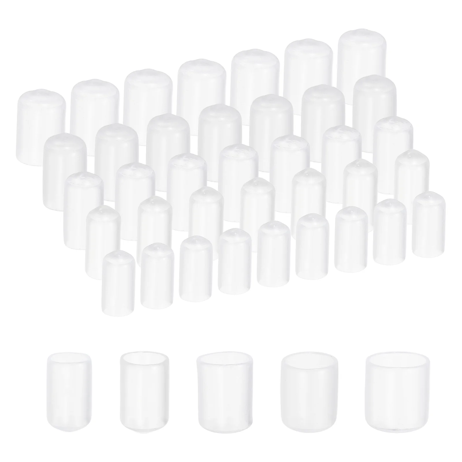 Uxcell 100pcs Round Rubber End Caps Protective Caps 9mm 11mm 13mm 15mm 17mm Clear