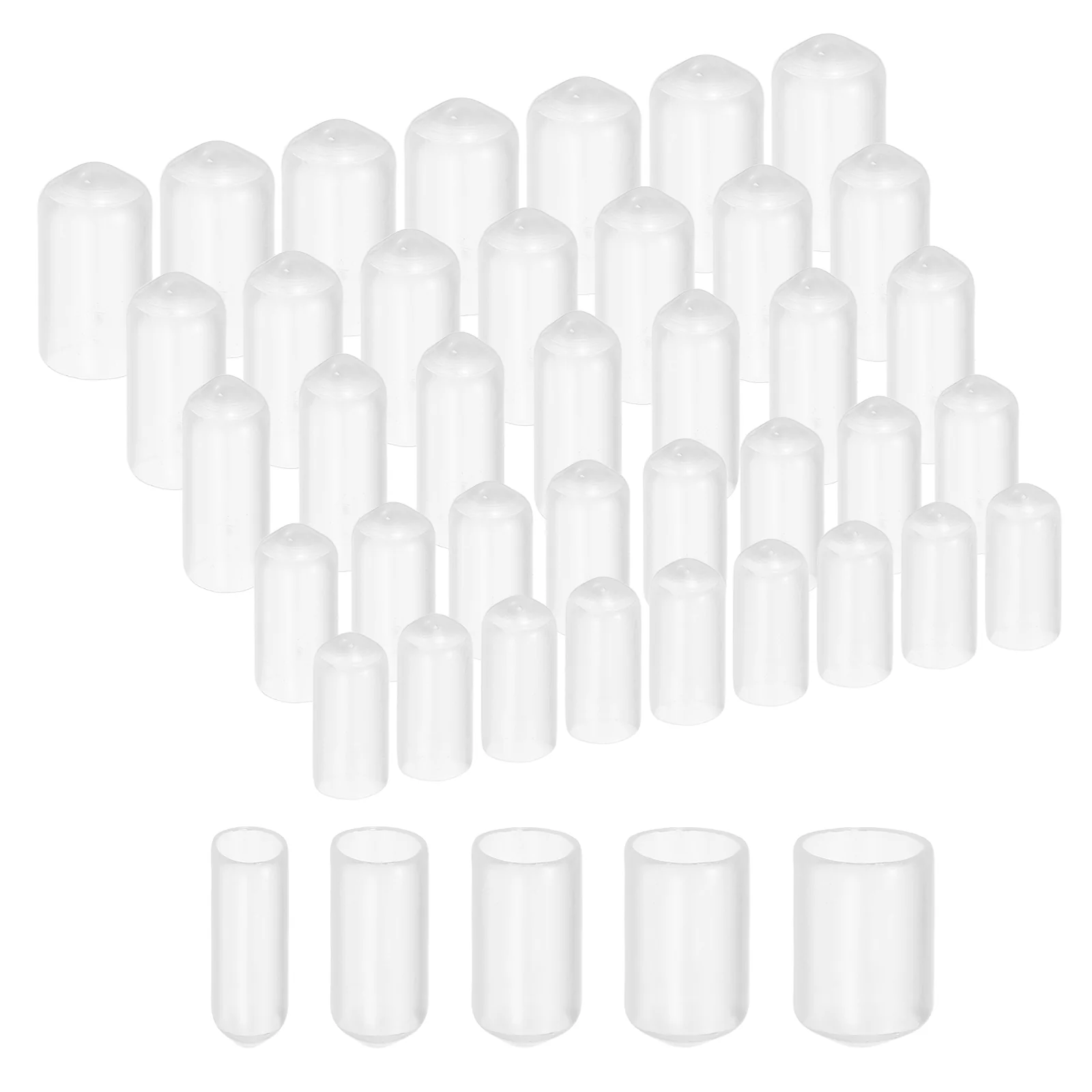 Uxcell 50pcs Round Rubber End Caps Protective Caps 1.3mm 3mm 5mm 7mm 9mm Clear