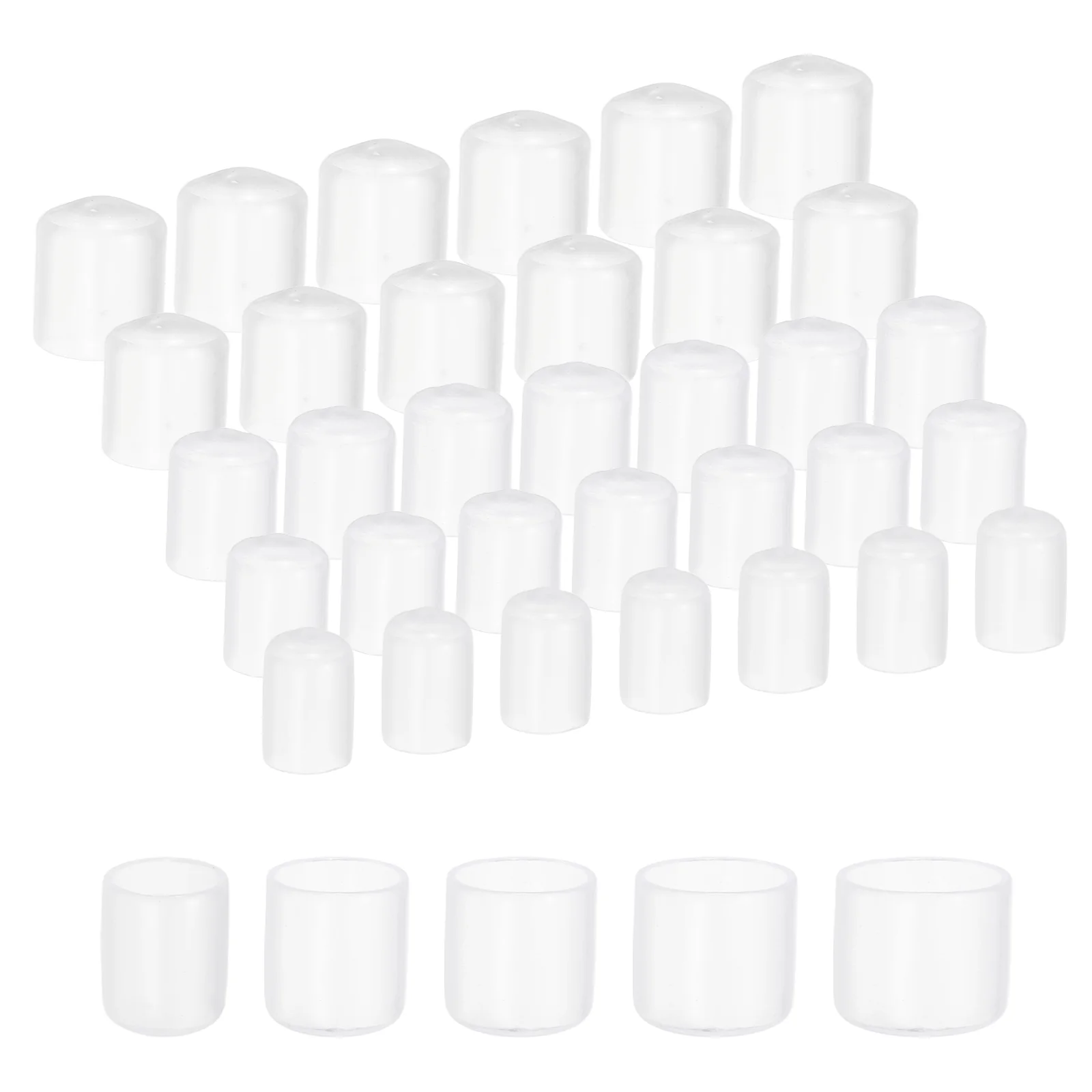 Uxcell 50pcs Round Rubber End Caps Protective Caps 15mm 17mm 19mm 21mm 23mm Clear