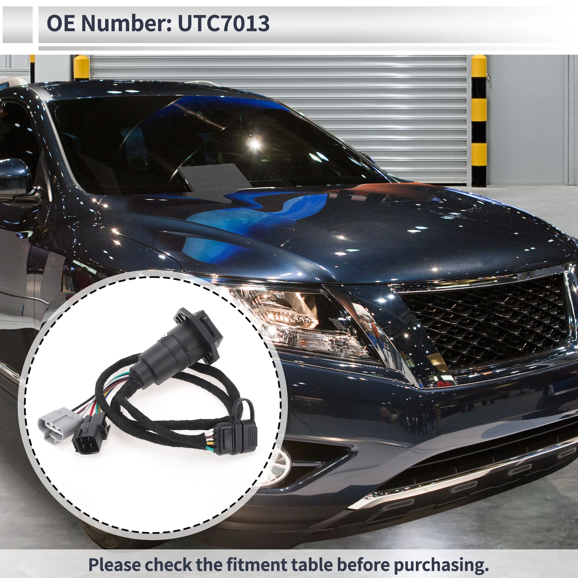 No.UTC7013 7 Pins Trailer Wiring Connector Cord for Toyota 4Runner 2003-2009 for Lexus GX 470 2003-2009 Trailer Wiring Harness Extension with Connector 1Pcs - Image 2