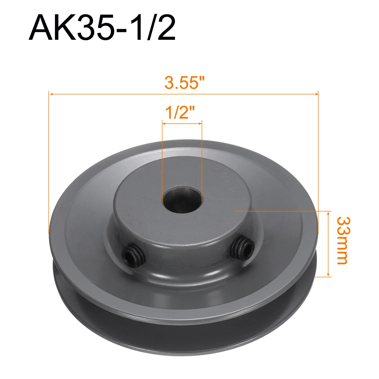 Uxcell AK35-1/2 V-Belt Sheave 1/2"Bore 3.55"OD Single Groove for 4L or A Belt - Image 2