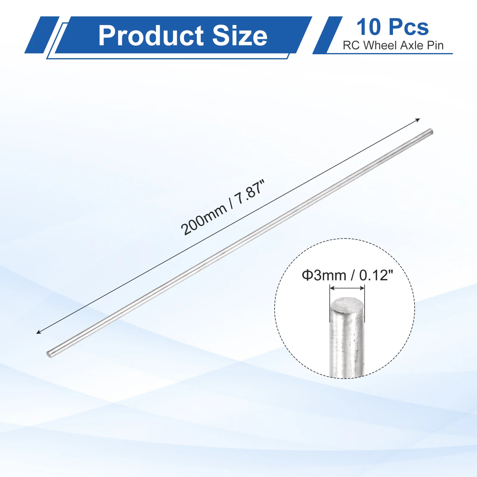 10 Pack RC Wheel Axle Pin, 3x200mm Hex Wheel Hub Nut Pin Replacement - Image 2