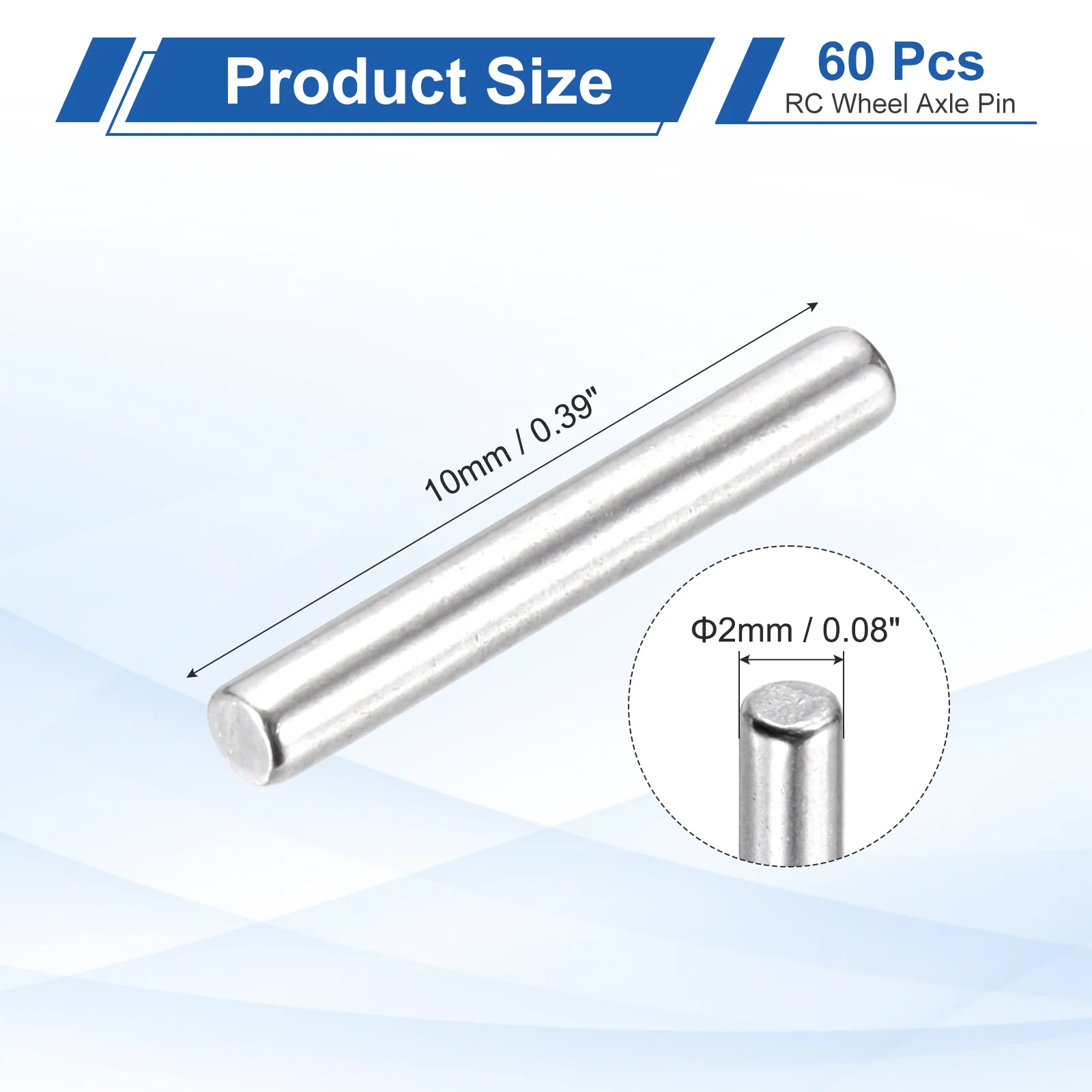 60 Pack RC Wheel Axle Pin, 2x10mm Hex Wheel Hub Nut Pin Replacement - Image 2