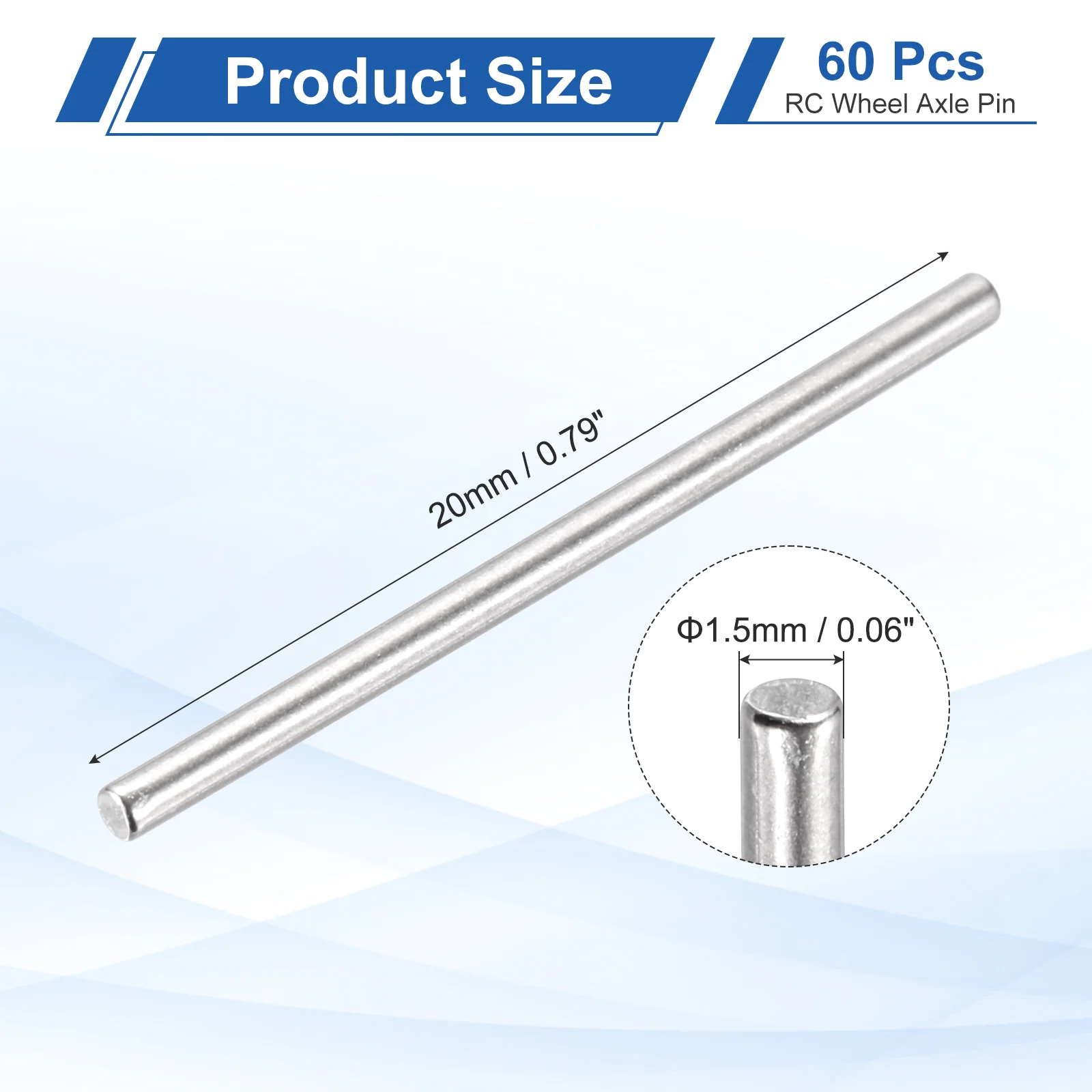 60 Pack RC Wheel Axle Pin, 1.5x20mm Hex Wheel Hub Nut Pin Replacement - Image 2