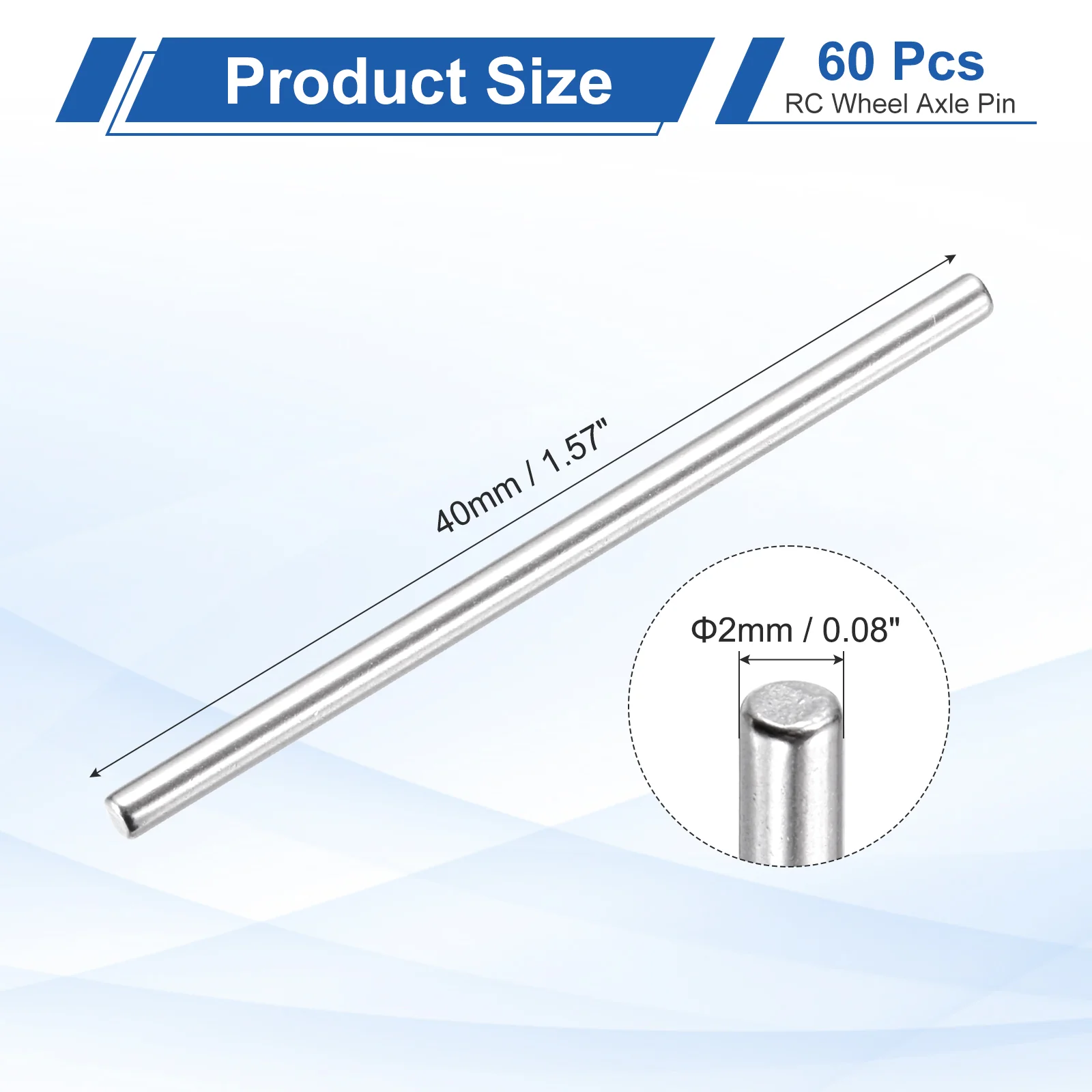60 Pack RC Wheel Axle Pin, 2x40mm Hex Wheel Hub Nut Pin Replacement - Image 2