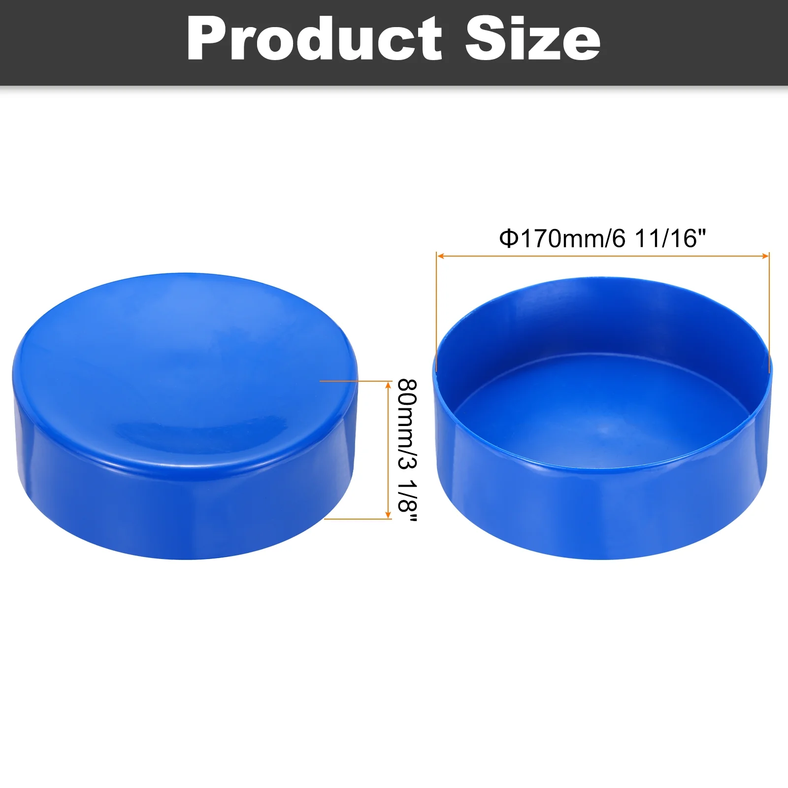 Uxcell 170mm(6 11/16") ID Rubber End Caps Pipe & Fence Post Protectors Blue - Image 2